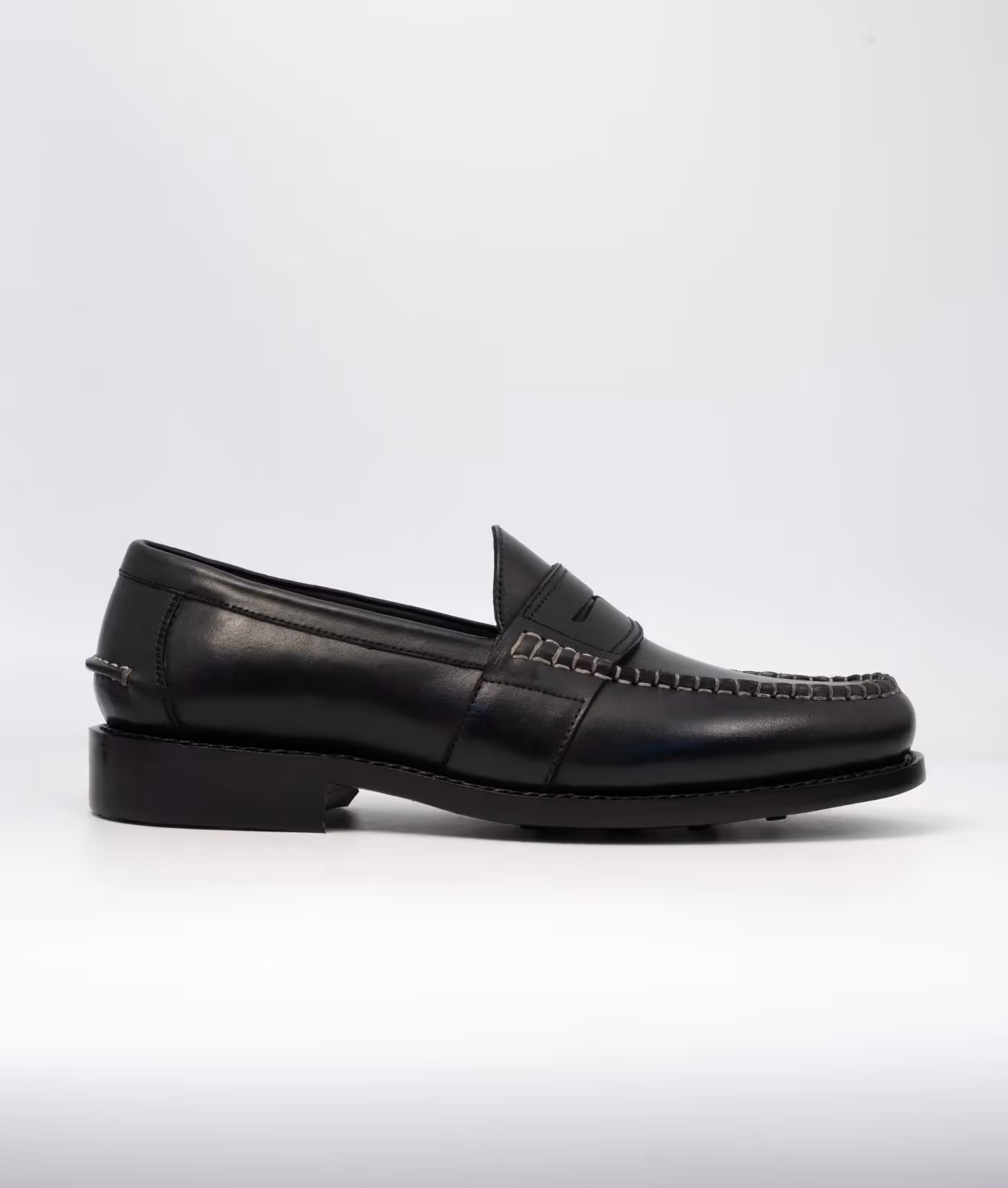 Hand-Welted Black Leather Slip-Ons image 3