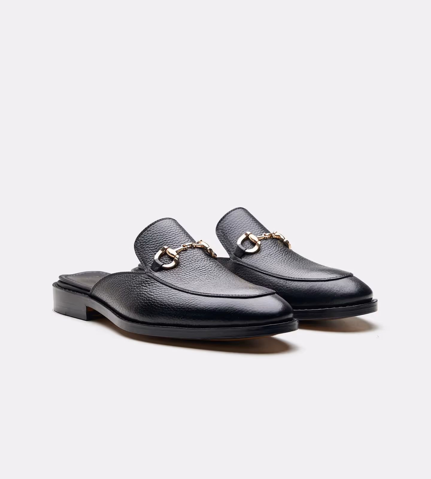 Hand Welted Black Milled Horse-bit Mules image 1