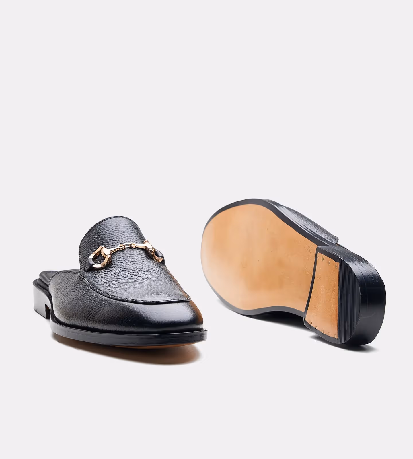 Hand Welted Black Milled Horse-bit Mules image 3
