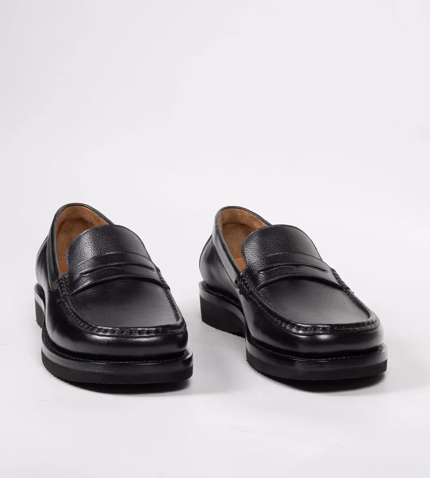 Hand-Welted Black Milled Leather Barefoot Slip-Ons image 1