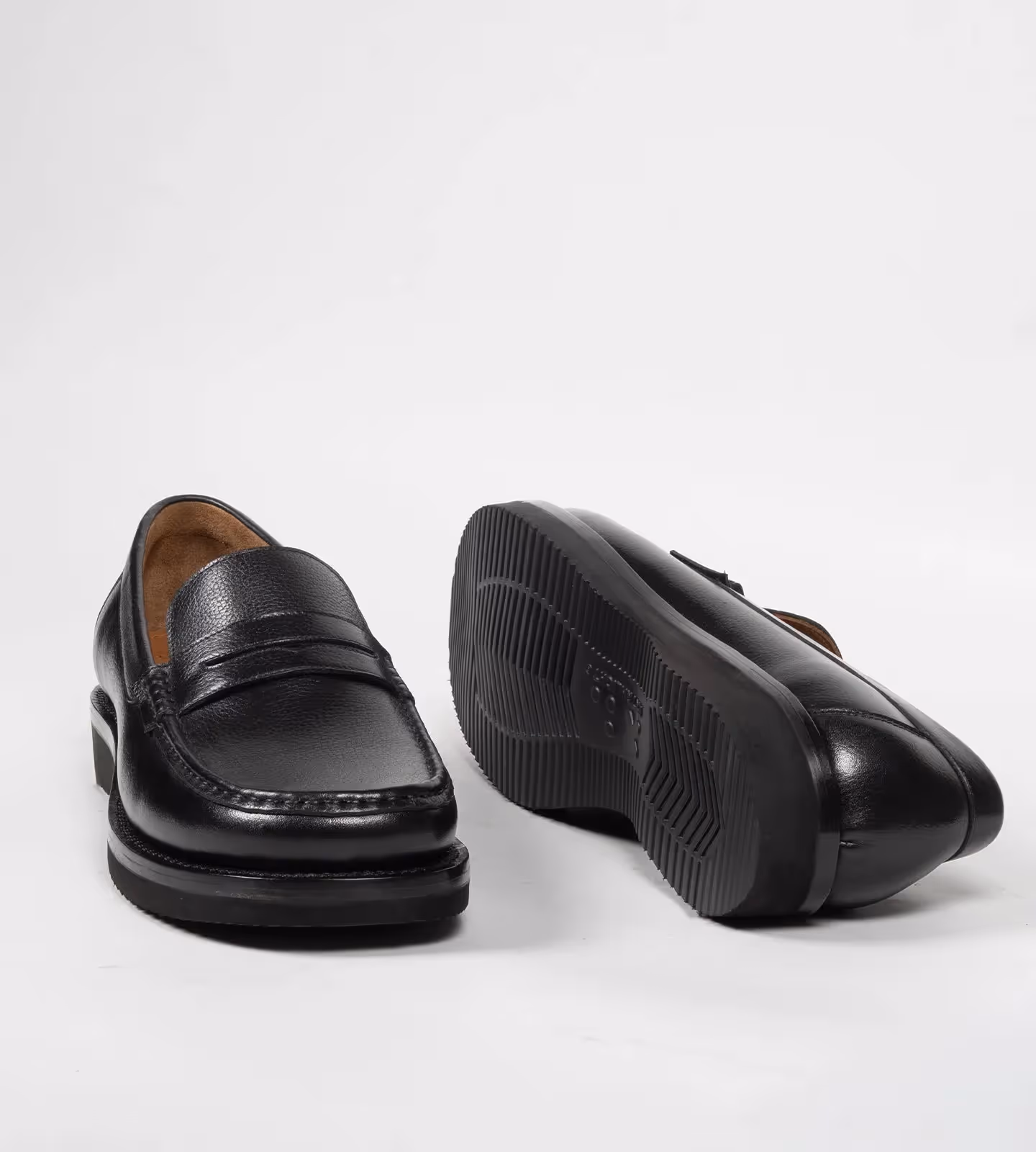 Hand-Welted Black Milled Leather Barefoot Slip-Ons image 2
