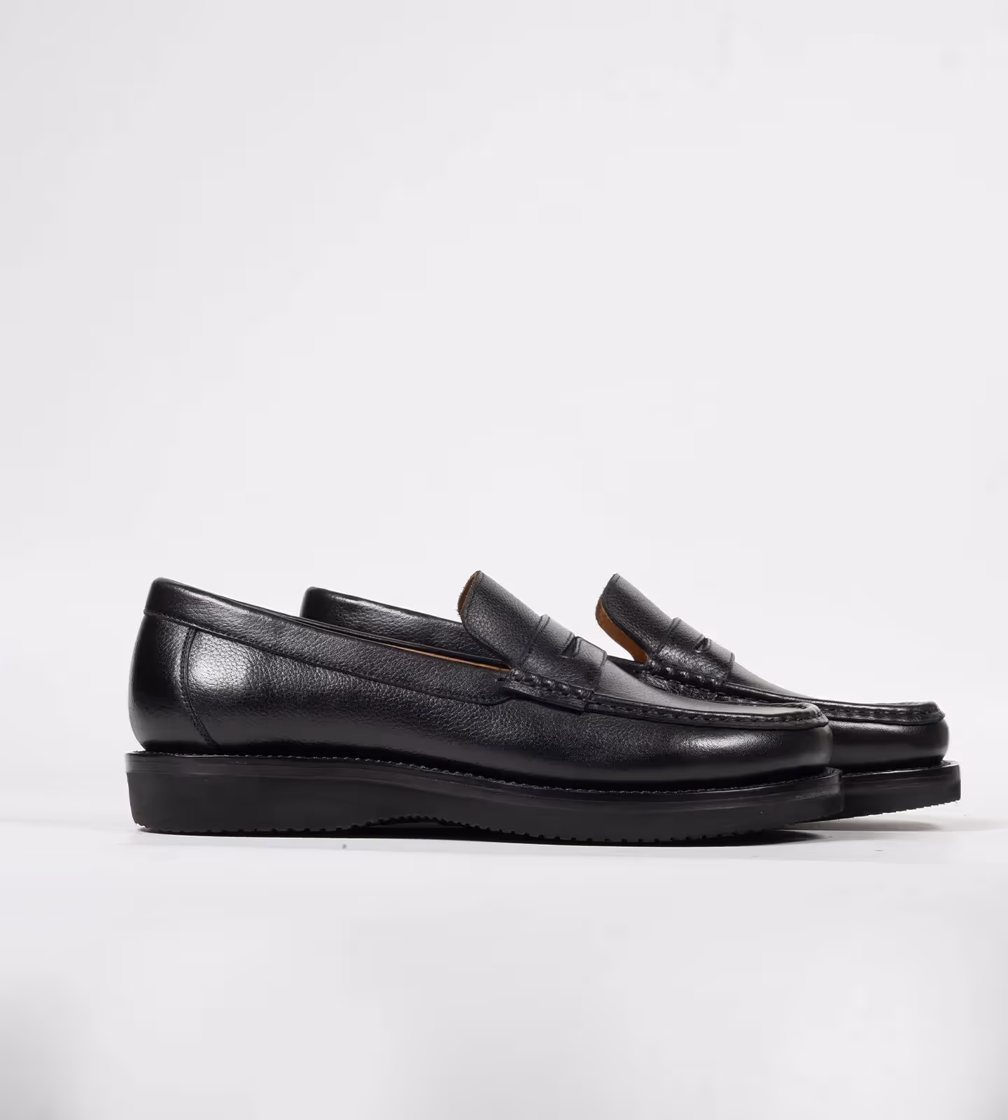 Hand-Welted Black Milled Leather Barefoot Slip-Ons image 4