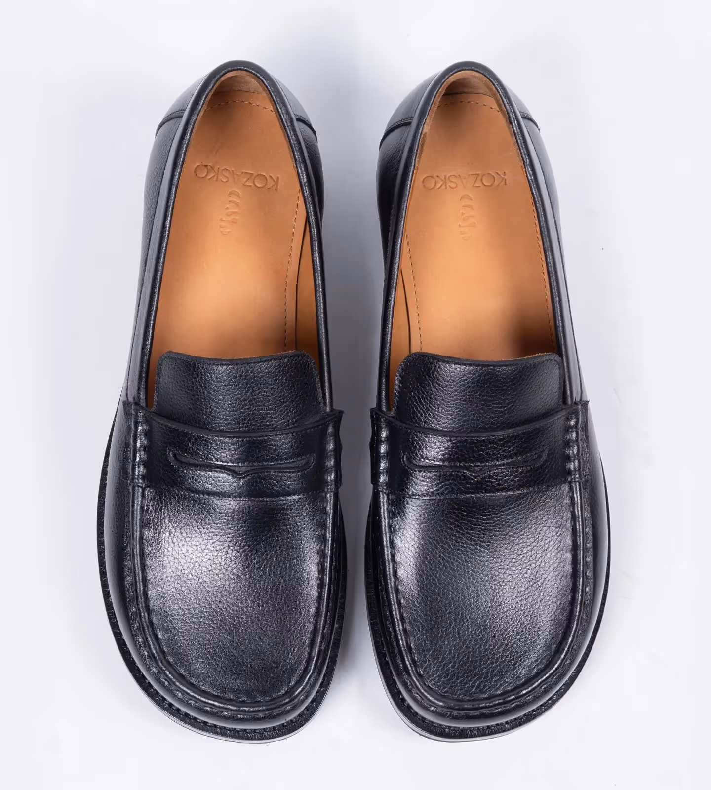Hand-Welted Black Milled Leather Barefoot Slip-Ons image 6