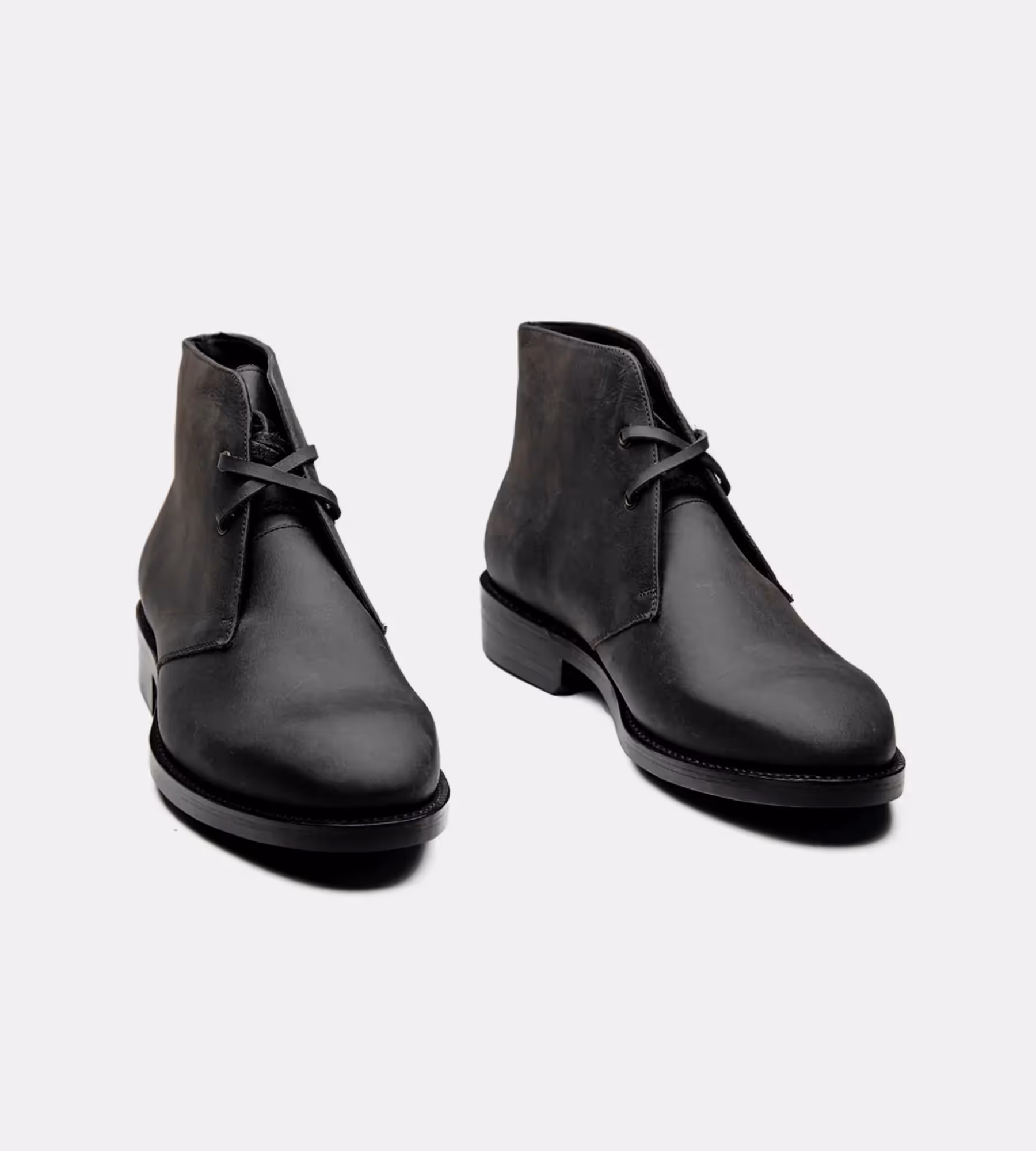 Hand-Welted Black Oiled Leather Chukka Boot image 1