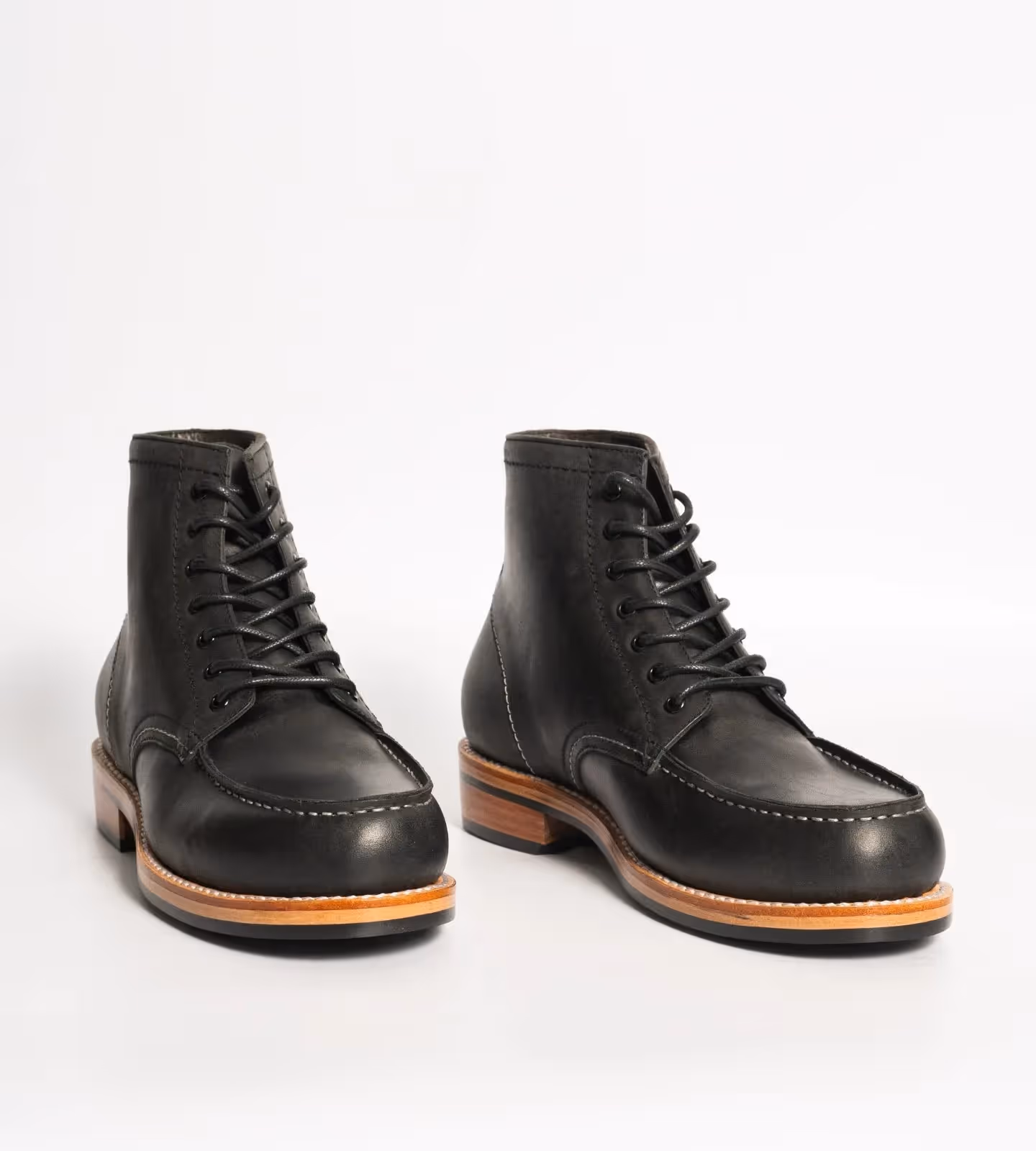 Hand Welted Black Oiled Leather Moctoe Boot  image 1