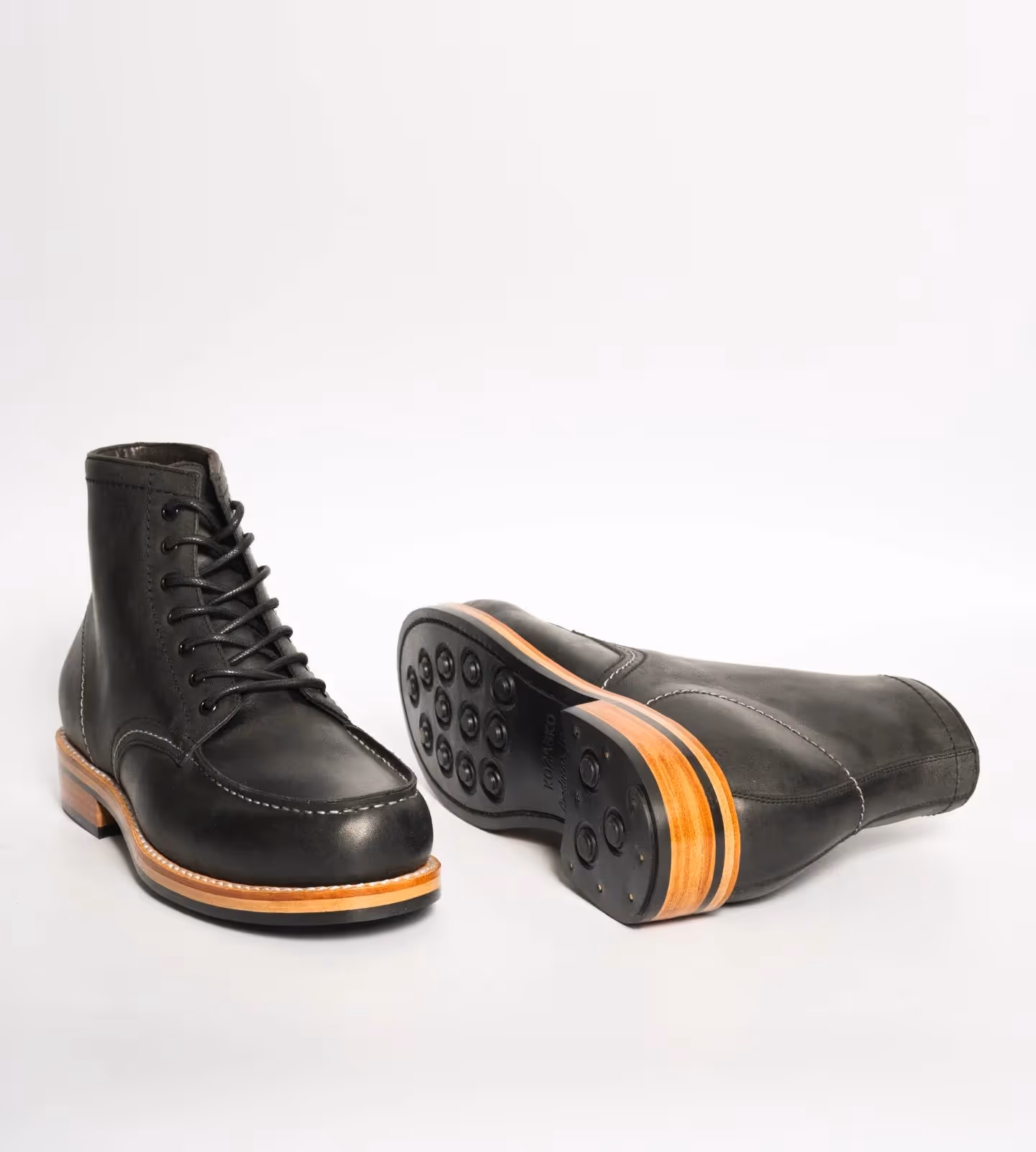 Hand Welted Black Oiled Leather Moctoe Boot  image 2