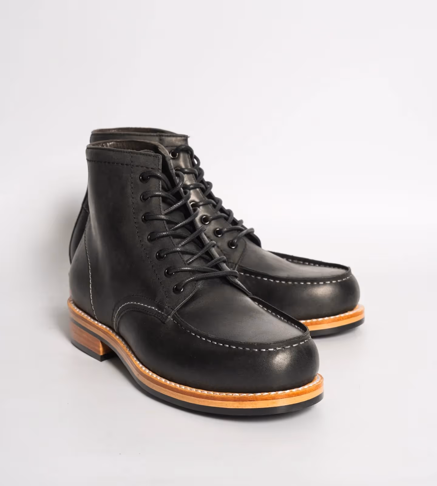 Hand Welted Black Oiled Leather Moctoe Boot  image 3