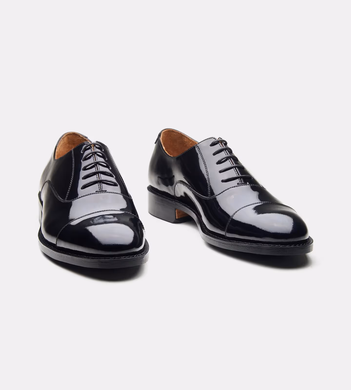 Hand Welted Black Patent Captoe Oxfords image 1