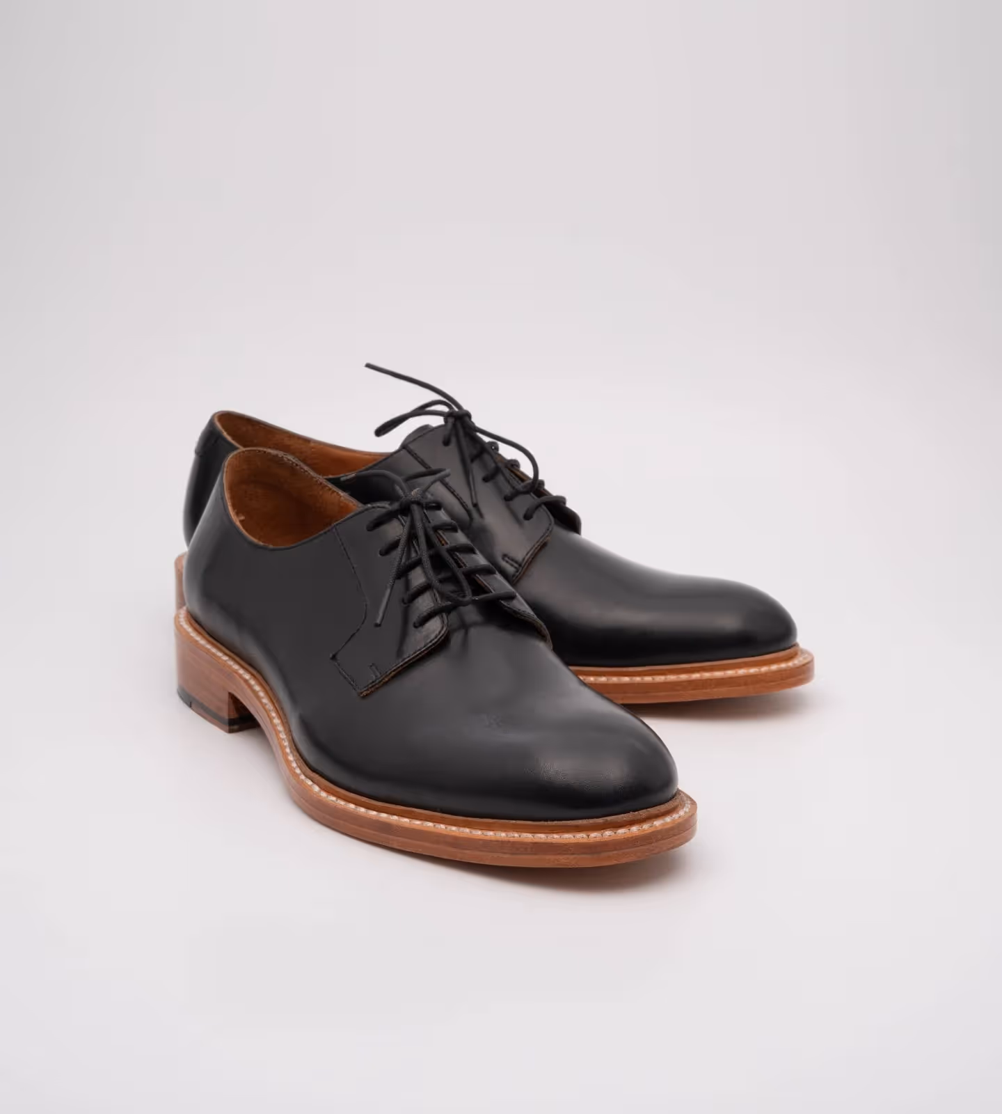 Hand Welted Black Plain Toe Blucher  image 4