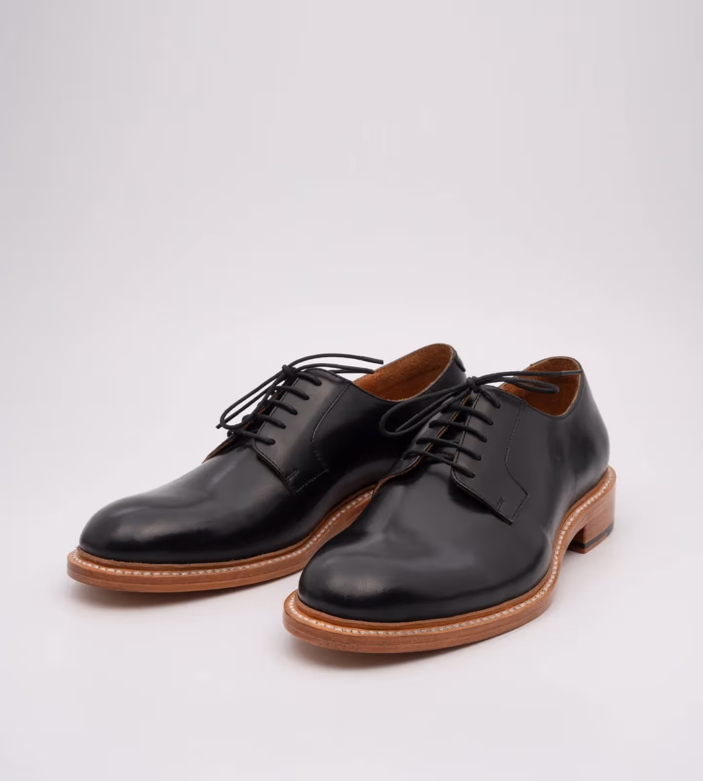 Hand Welted Black Plain Toe Blucher  image 5