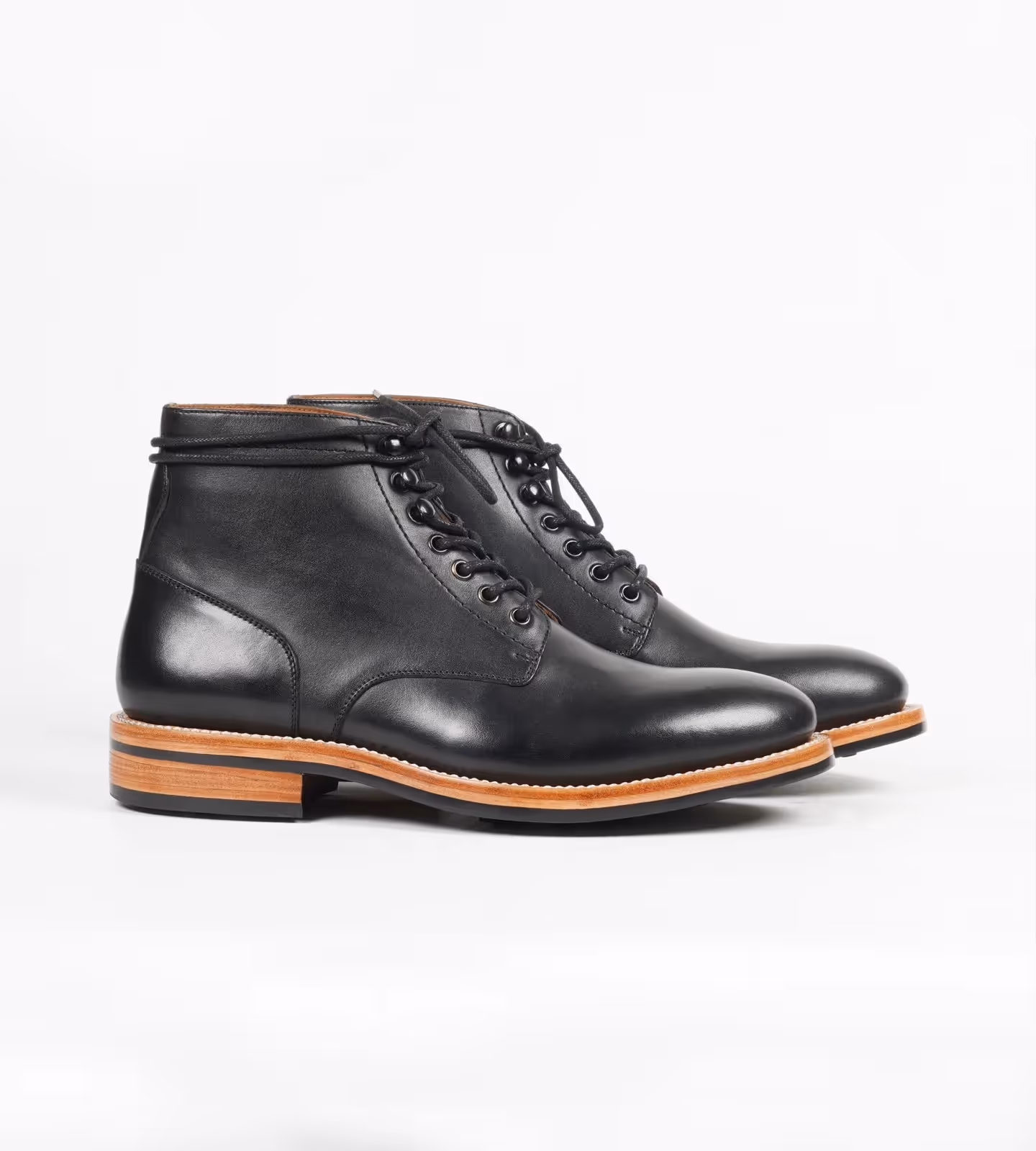 Hand Welted Black Plain Toe Boot image 1