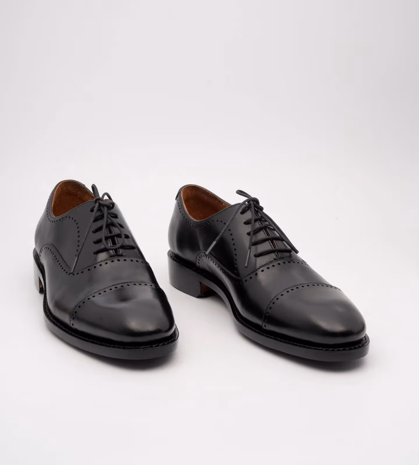 Hand Welted Black Punch Captoe Oxford image 1