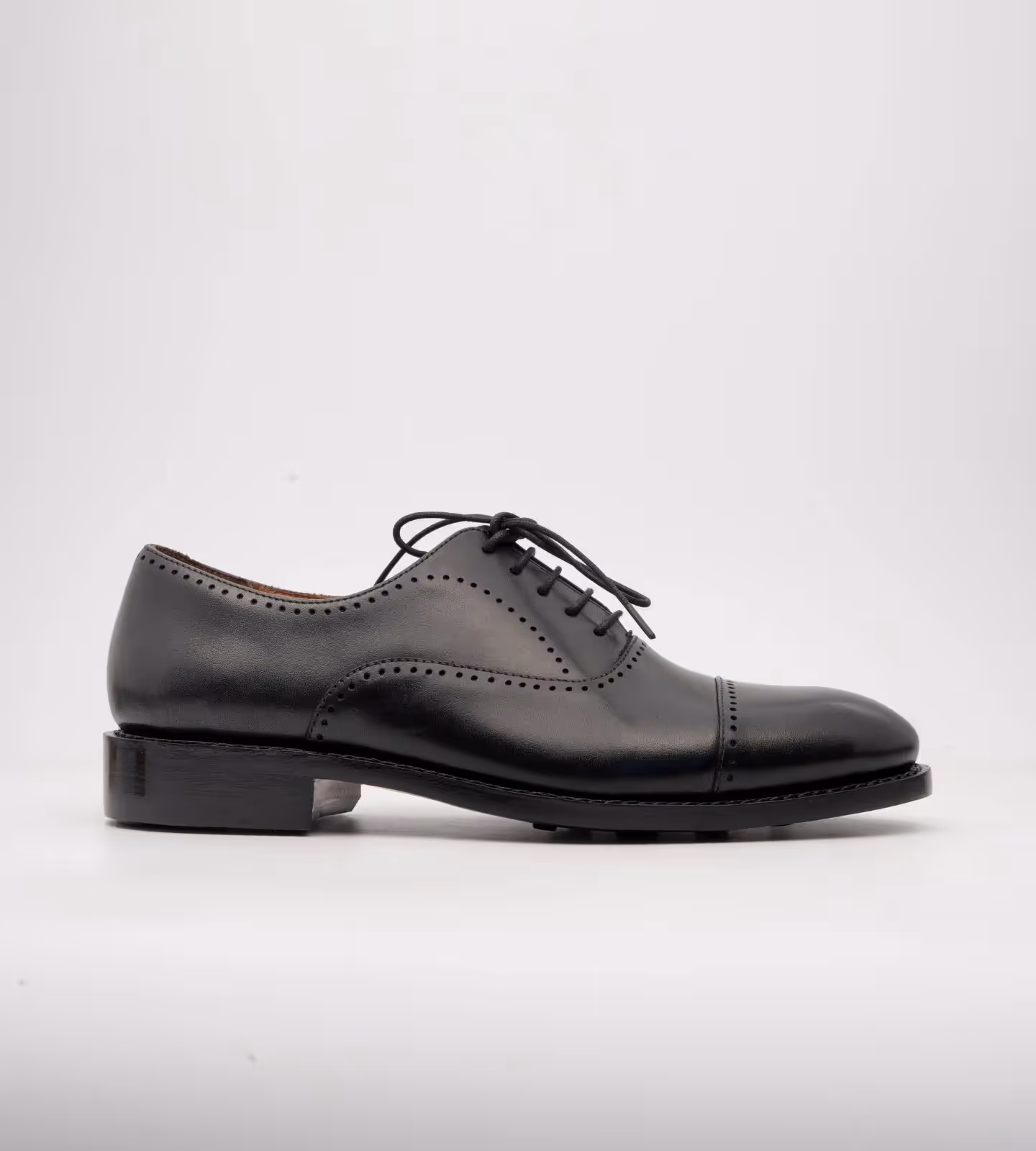 Hand Welted Black Punch Captoe Oxford image 2