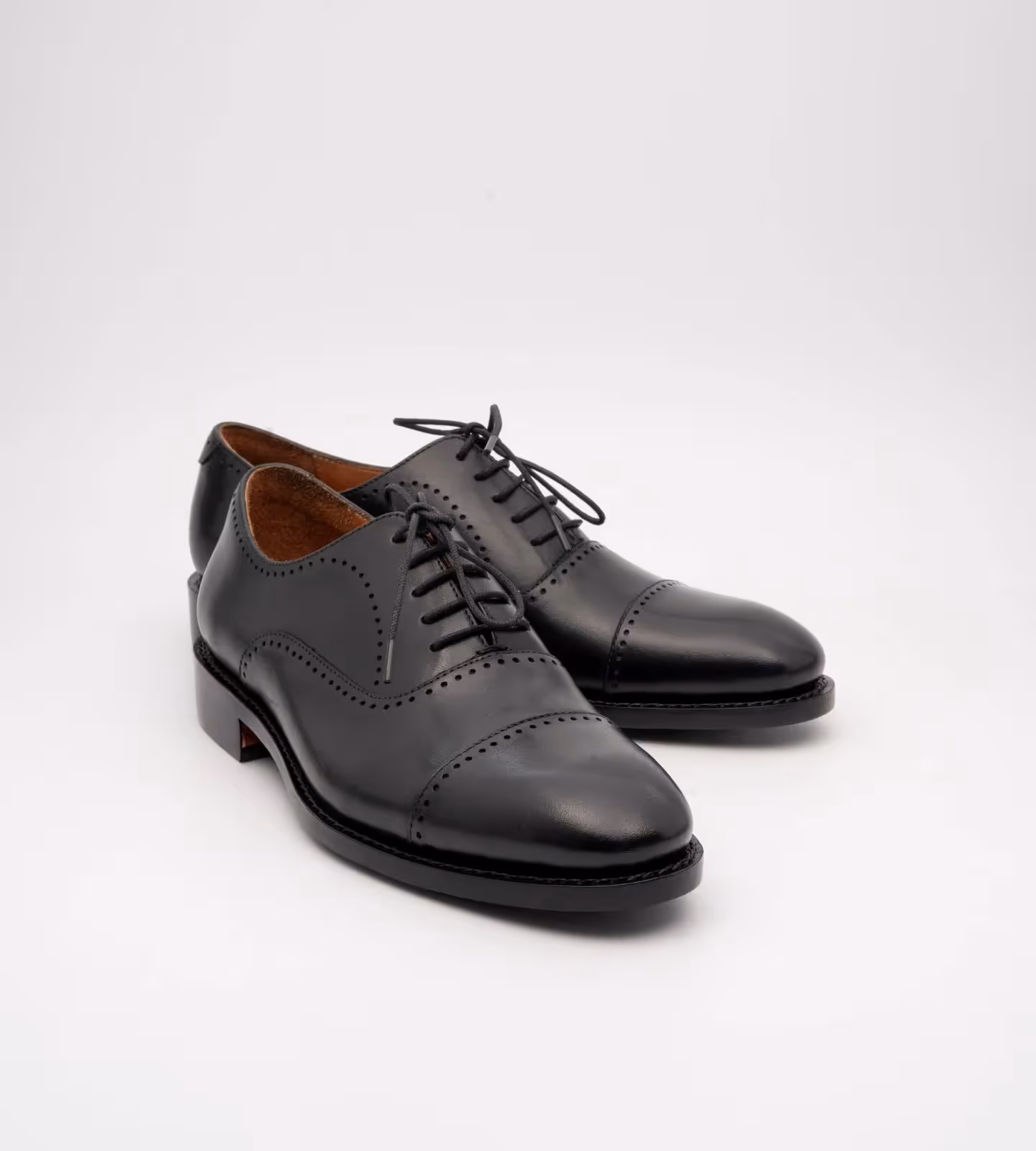 Hand Welted Black Punch Captoe Oxford image 5