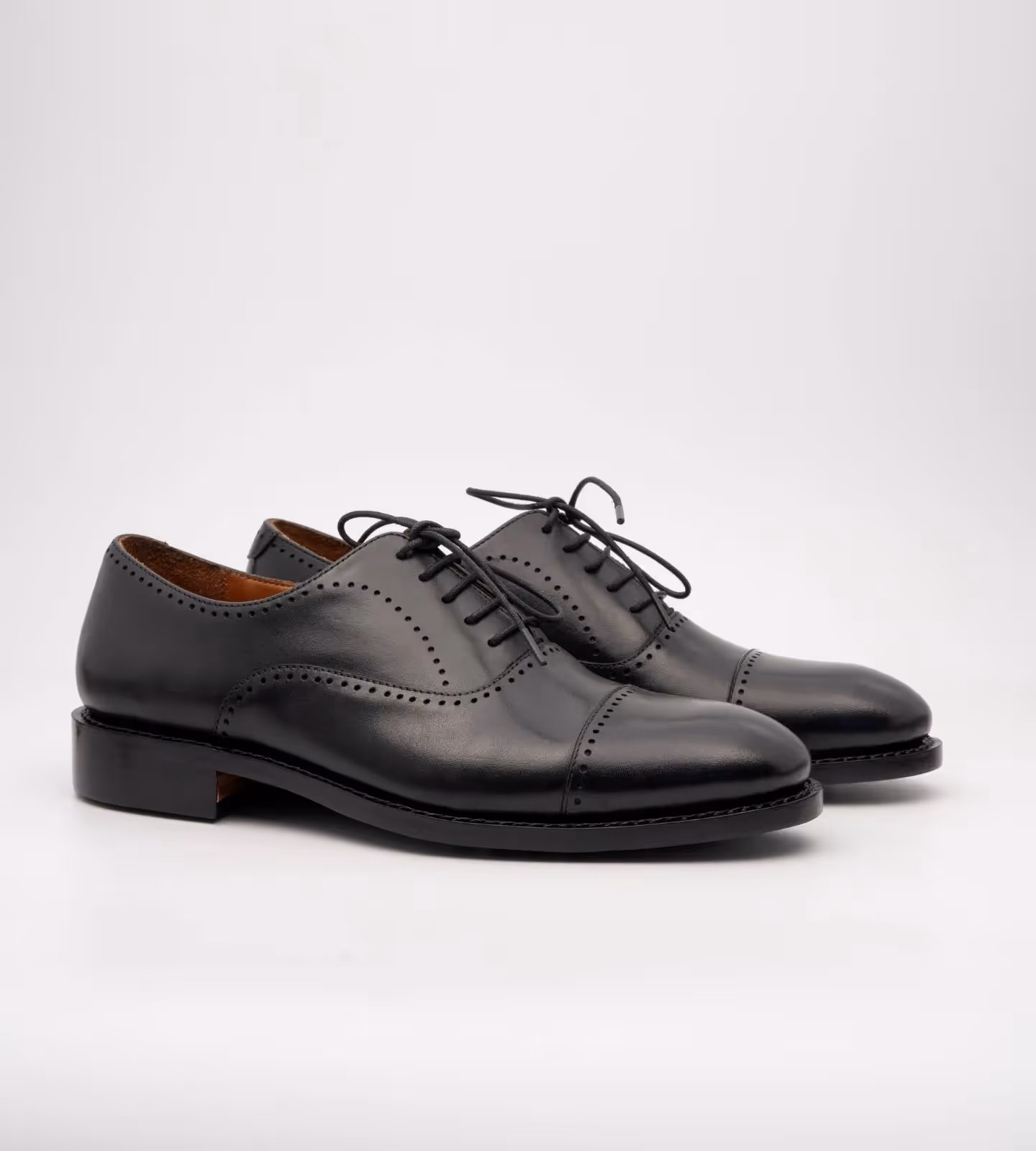 Hand Welted Black Punch Captoe Oxford image 6