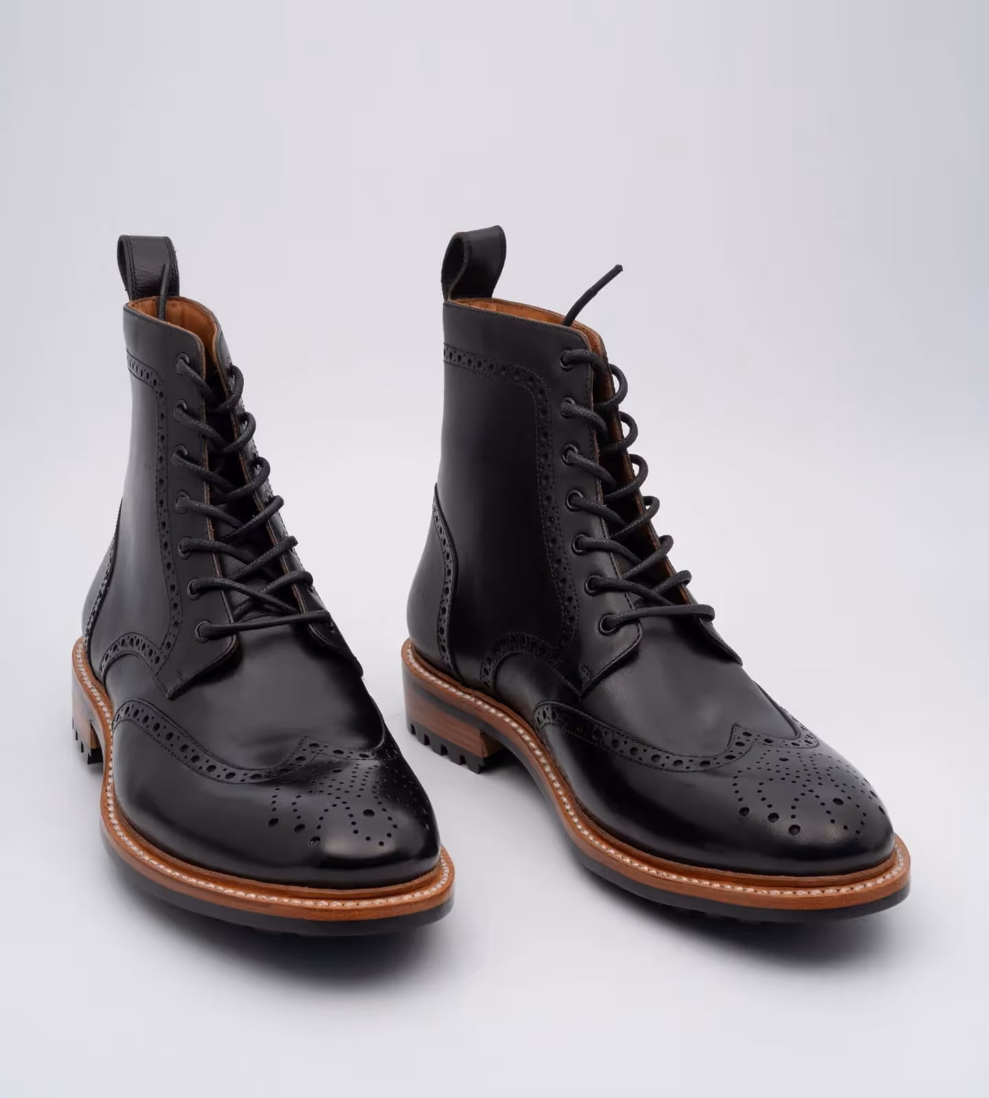 Hand-Welted Black Wingtip Brogue Boot image 1