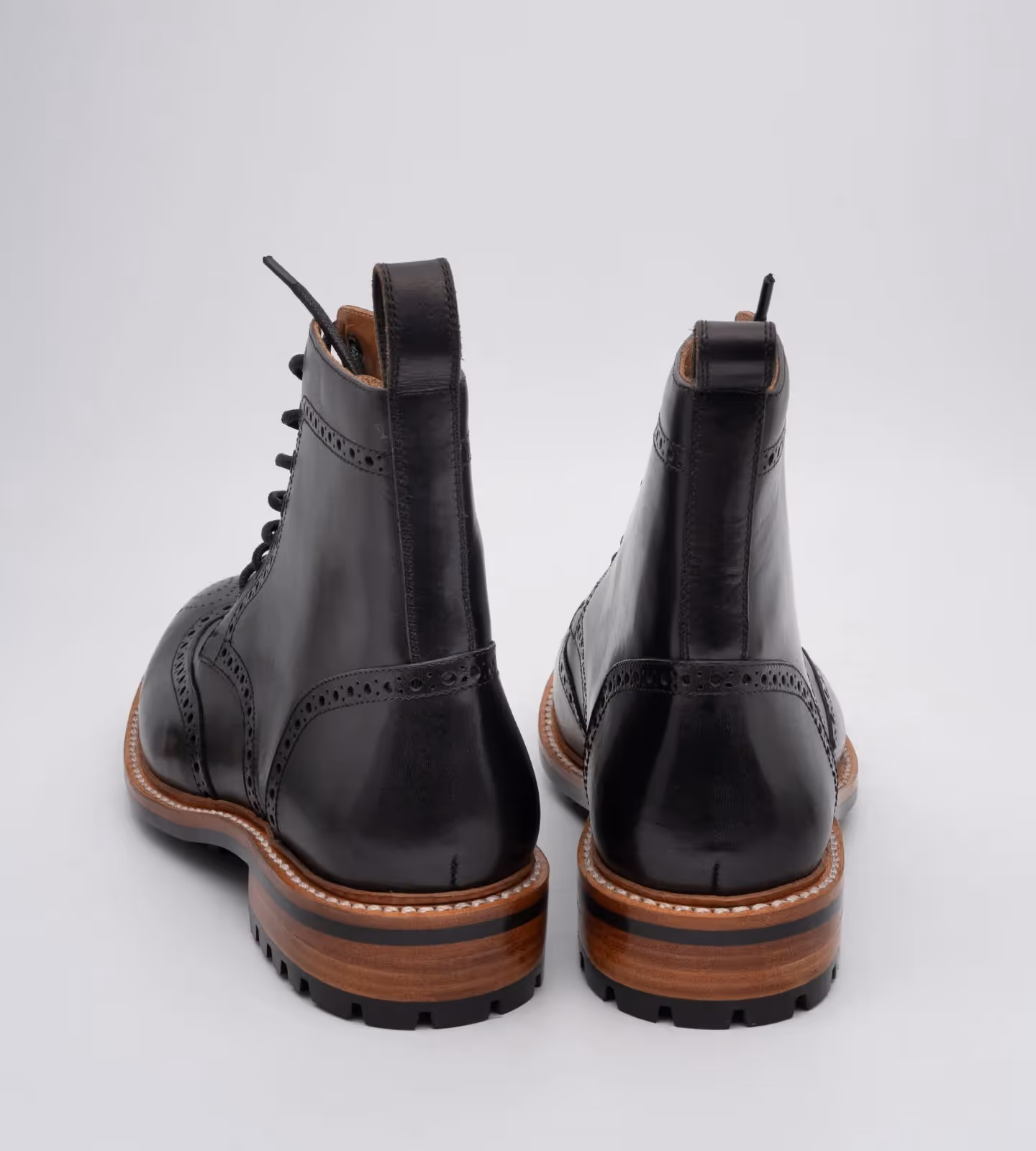 Hand-Welted Black Wingtip Brogue Boot image 5