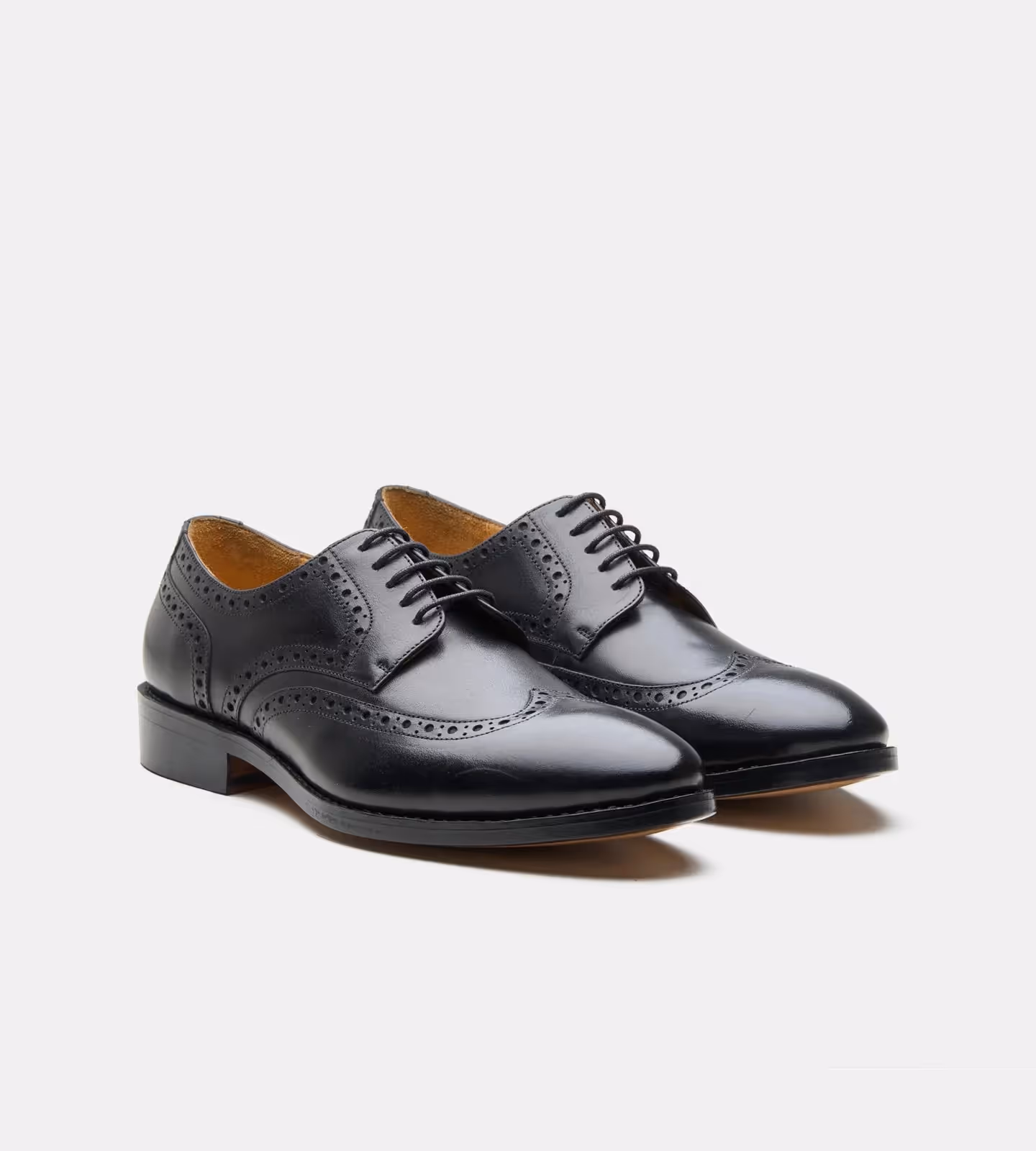 Hand Welted Black Wingtip Derby Shoe image 1