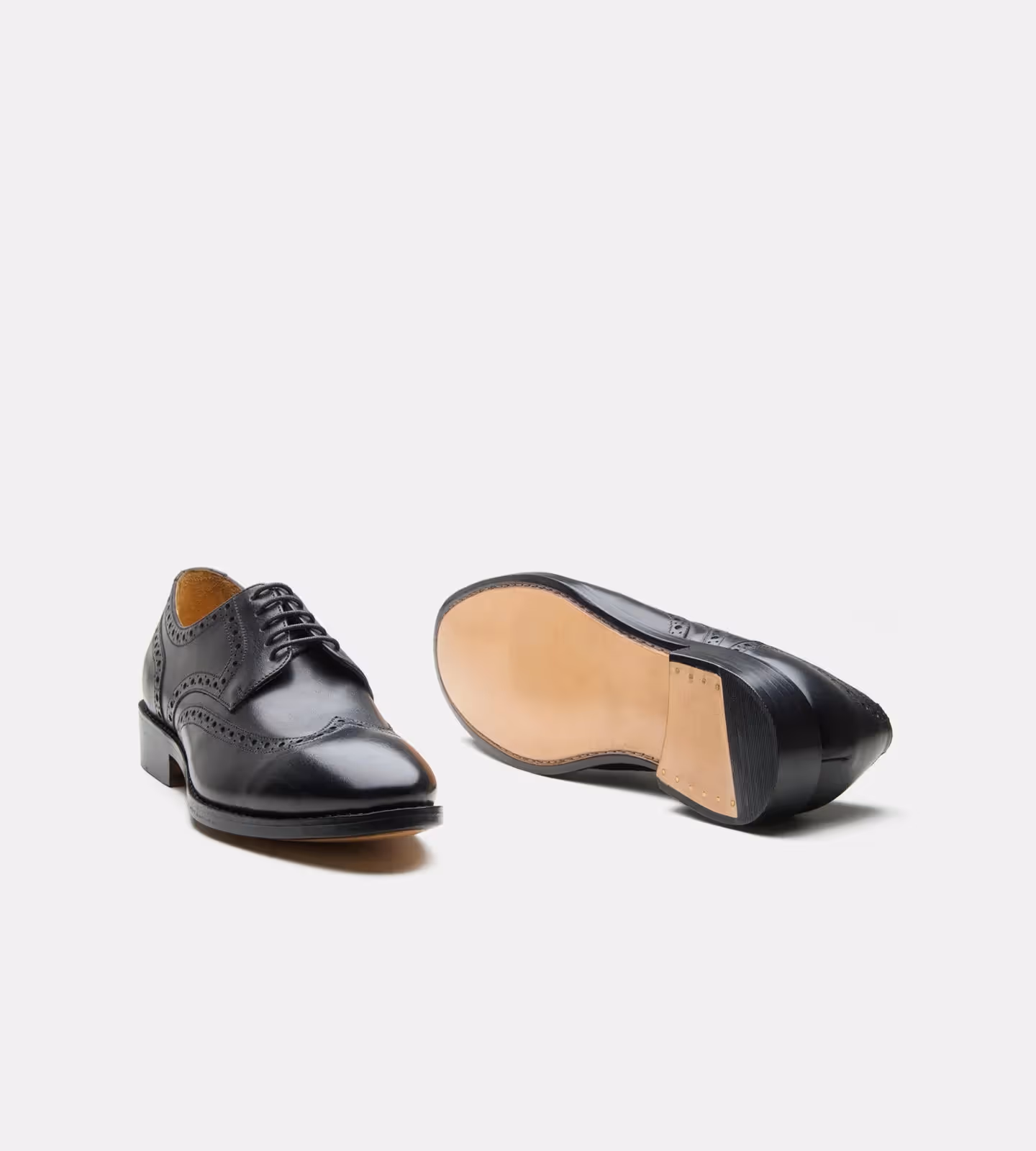 Hand Welted Black Wingtip Derby Shoe image 2