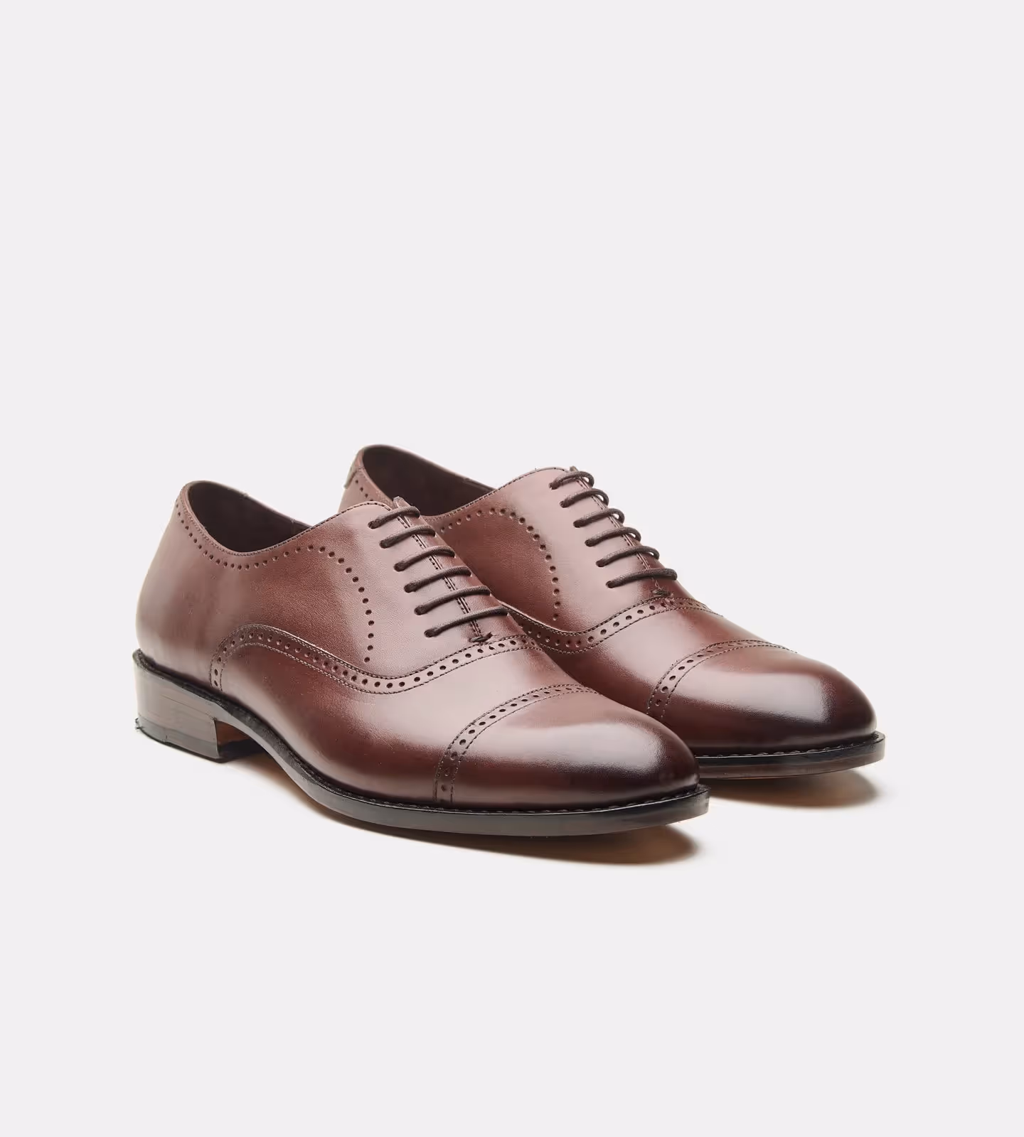 Hand Welted Brown Captoe Oxford With Punches image 1
