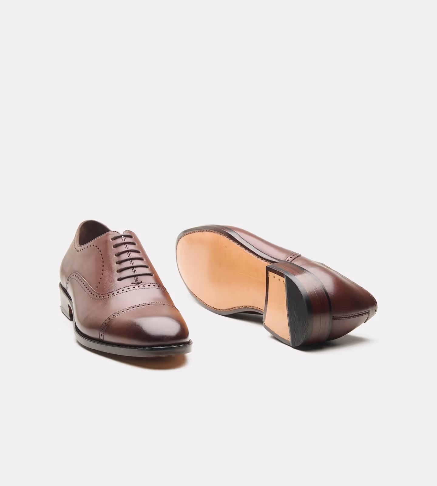 Hand Welted Brown Captoe Oxford With Punches image 5