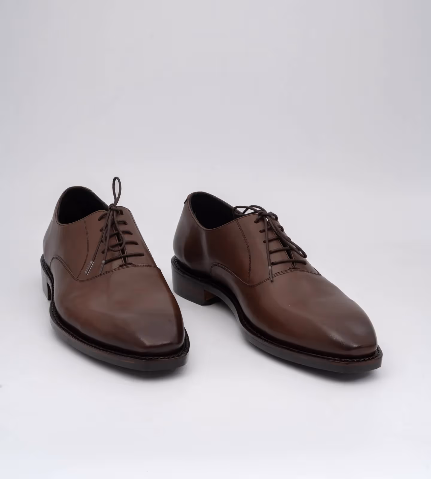 Hand Welted Brown Chisel Toe Oxfords image 1