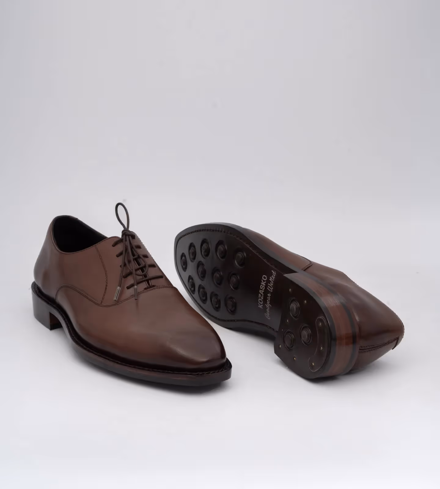 Hand Welted Brown Chisel Toe Oxfords image 4