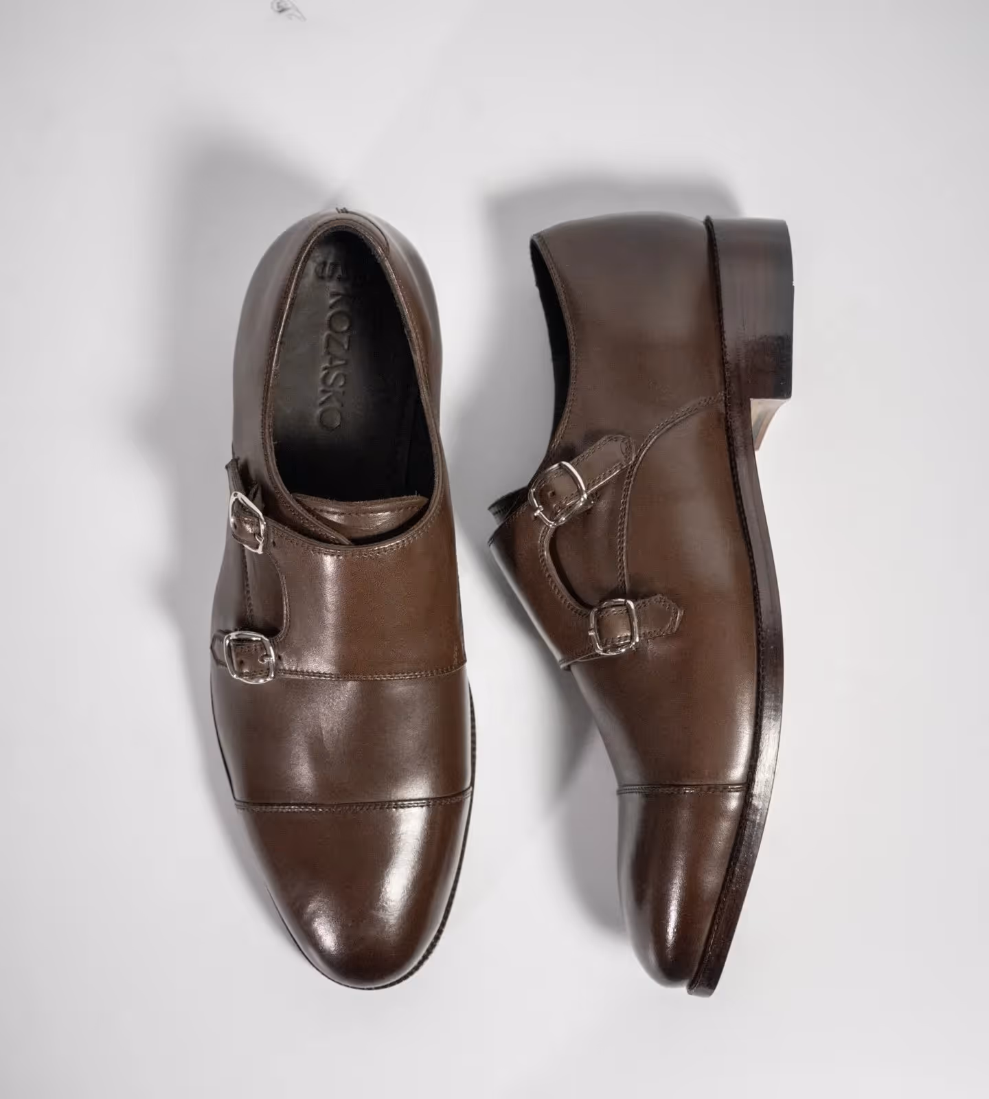 Hand Welted Brown Double Monk Strap Shoe  image 4