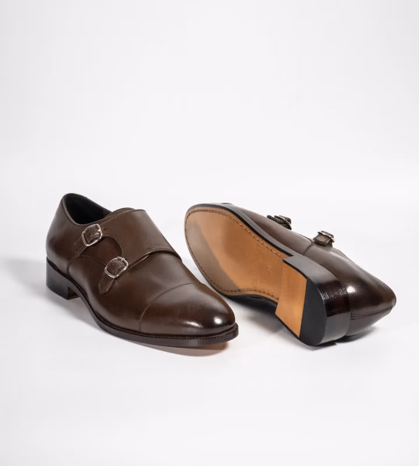 Hand Welted Brown Double Monk Strap Shoe  image 5