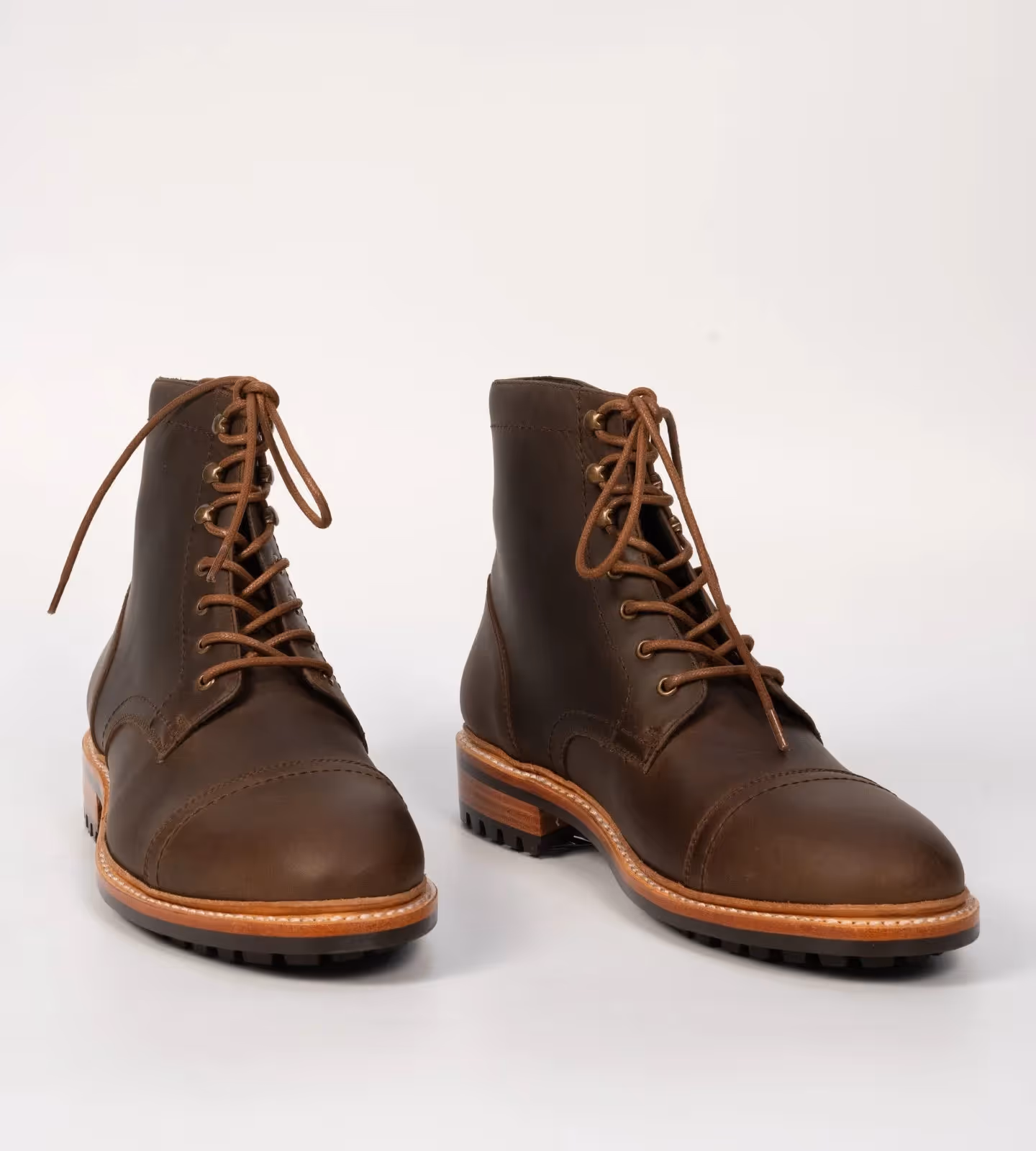 Hand Welted Brown Oiled Leather Captoe Boot image 1