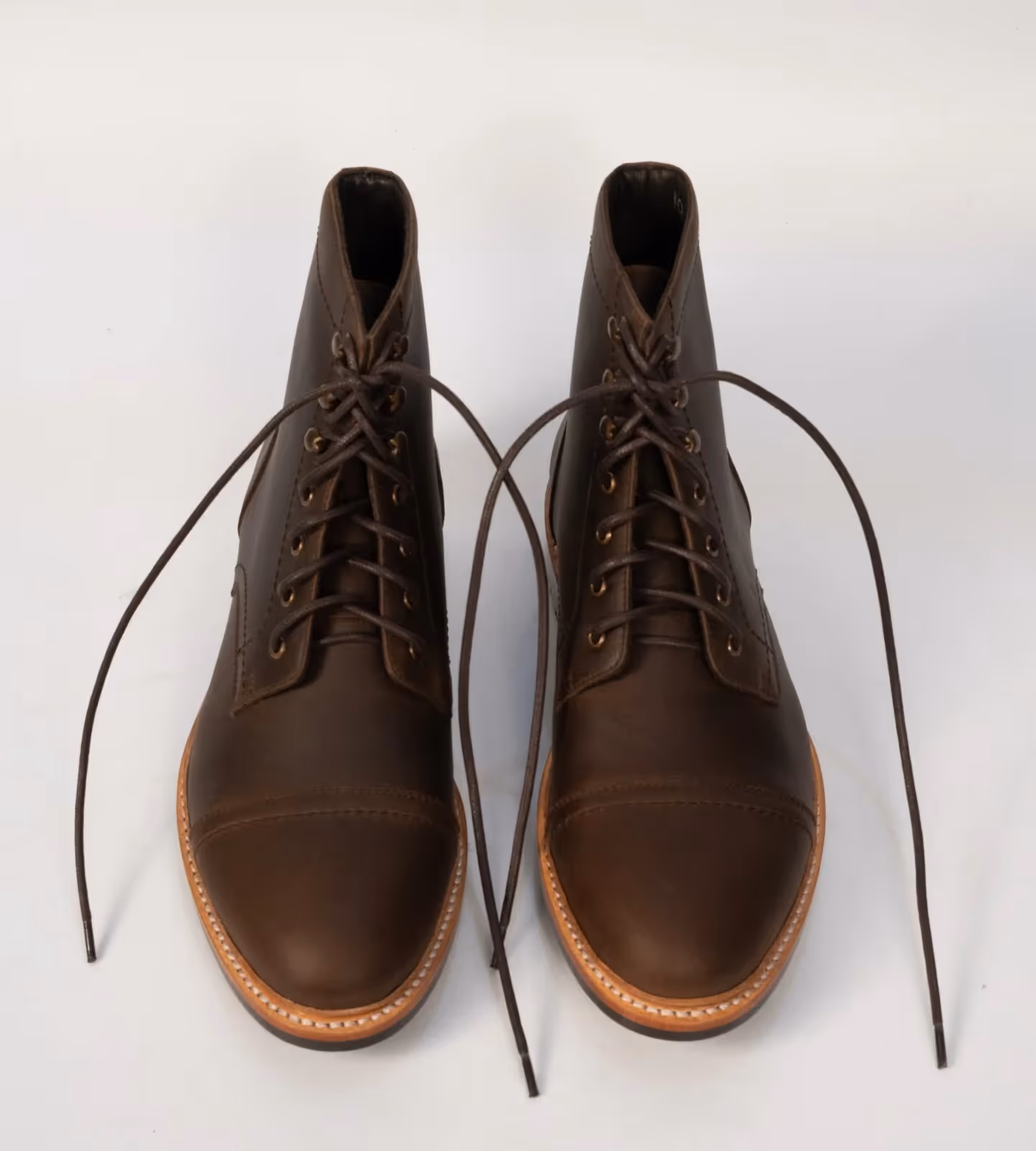 Hand Welted Brown Oiled Leather Captoe Boot image 2