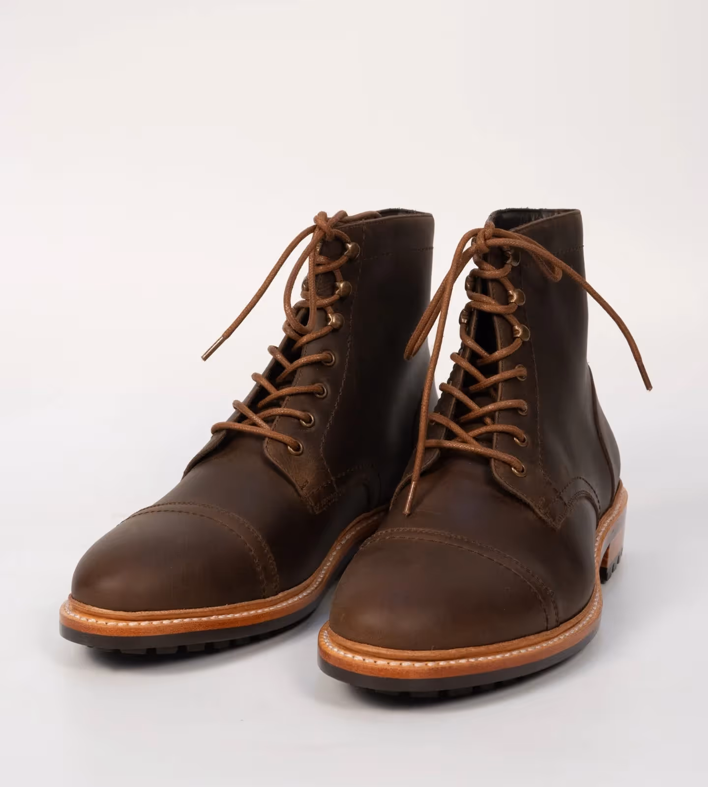 Hand Welted Brown Oiled Leather Captoe Boot image 3