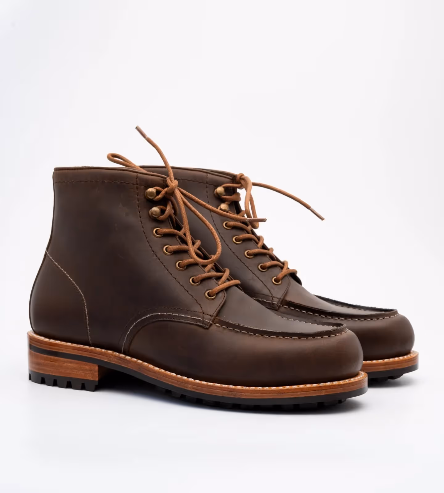 Hand Welted Brown Oiled Leather Moctoe Boot image 2