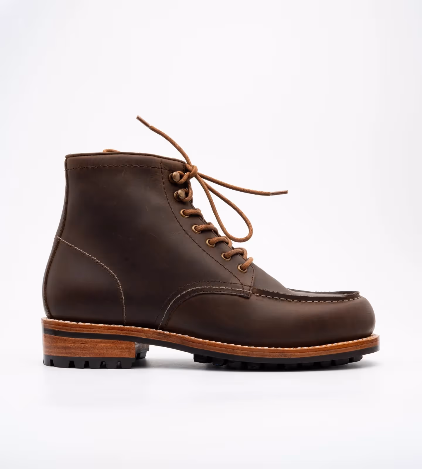 Hand Welted Brown Oiled Leather Moctoe Boot image 3