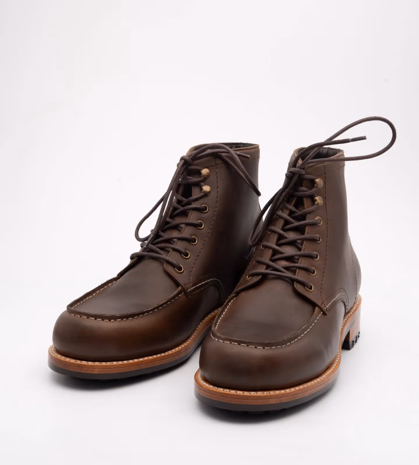 Hand Welted Brown Oiled Leather Moctoe Boot image 4