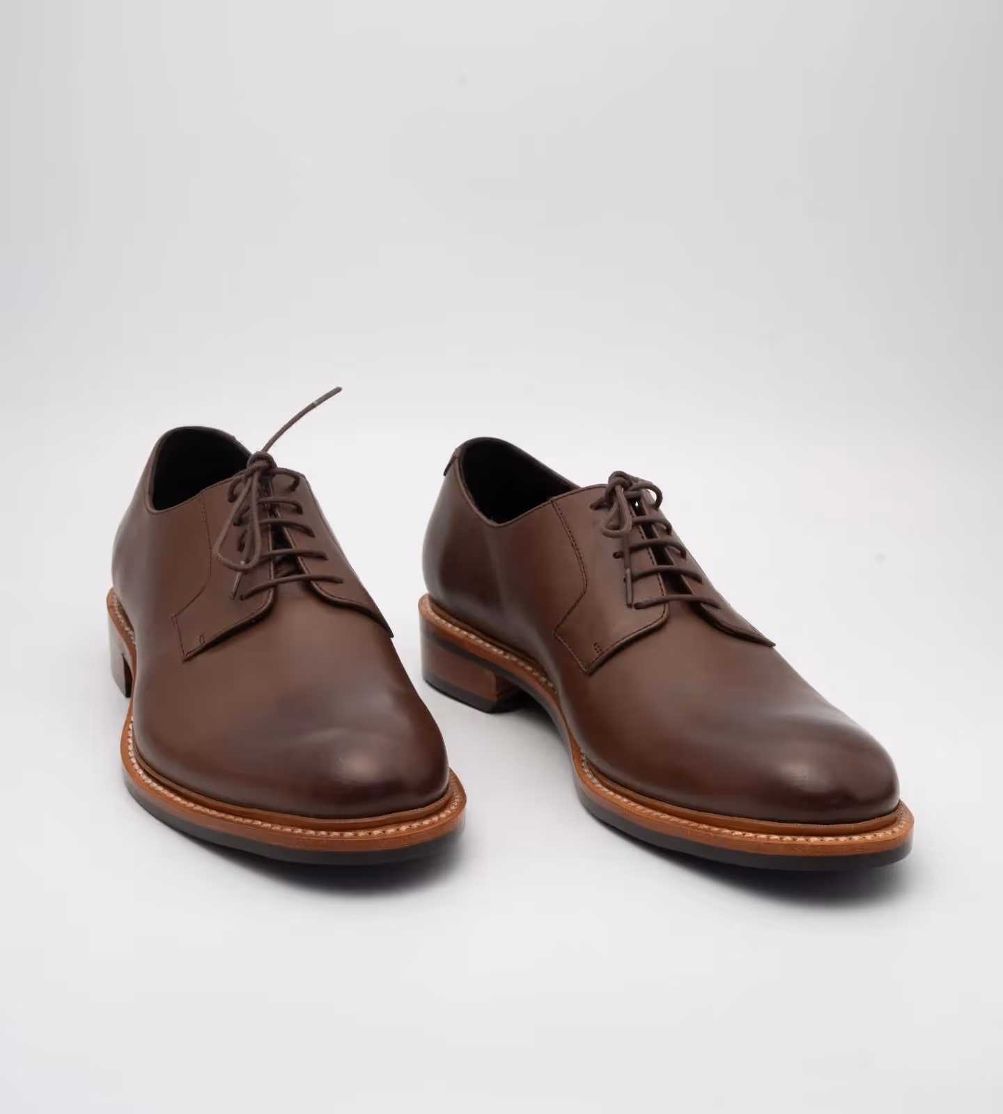 Hand-Welted Brown Plain Toe Blucher image 1