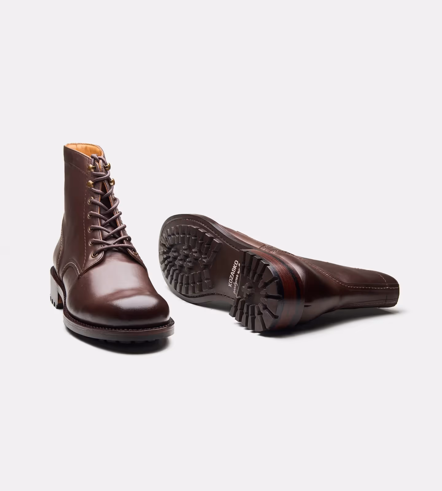 Hand Welted Brown Plain Toe Work Boot image 2