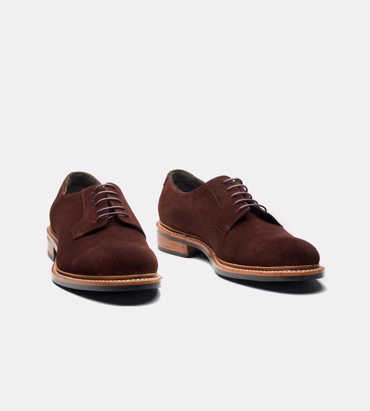 Hand Welted Brown Suede Plain Toe Blucher image 1
