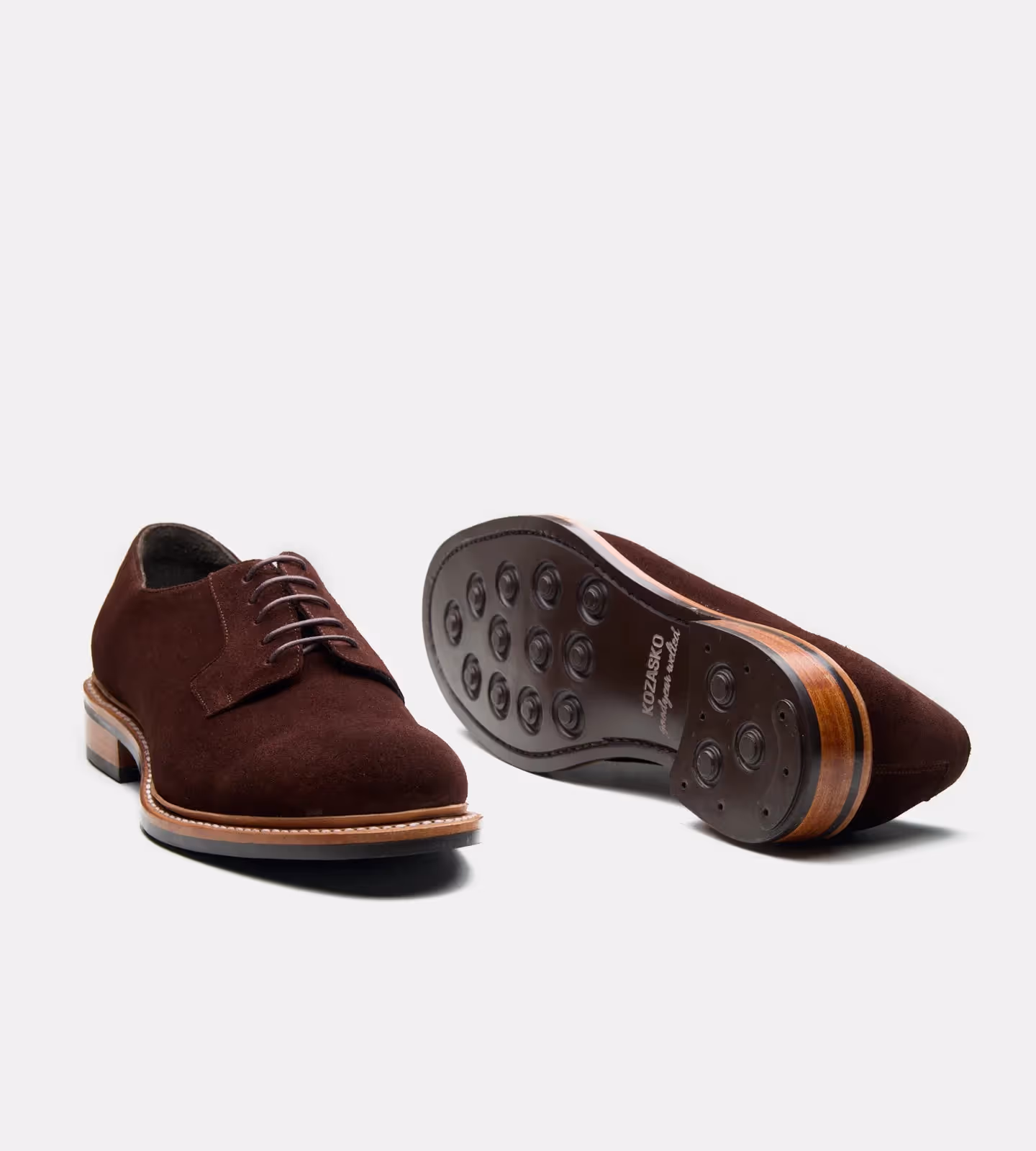 Hand Welted Brown Suede Plain Toe Blucher image 2