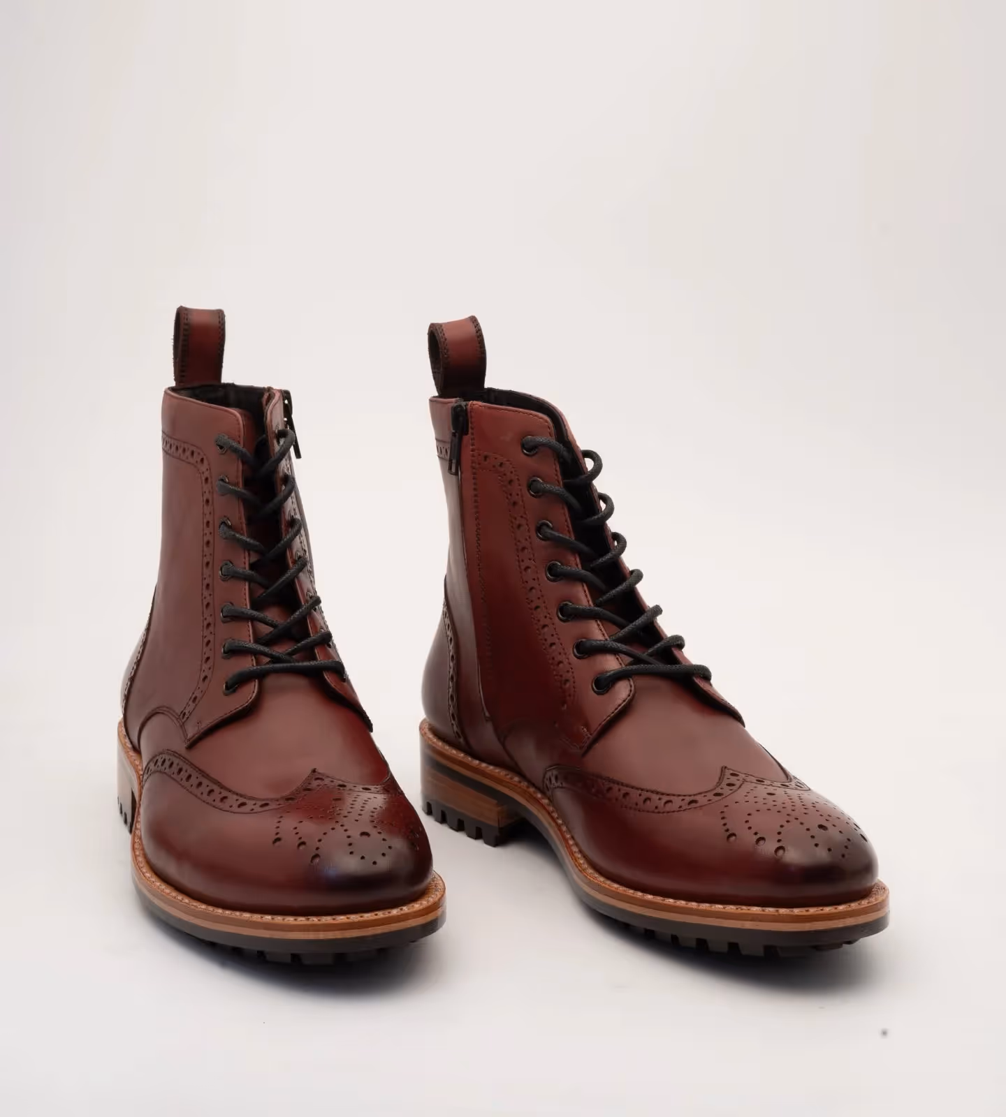 Hand Welted Burgundy Brogue Zipper Boot image 1