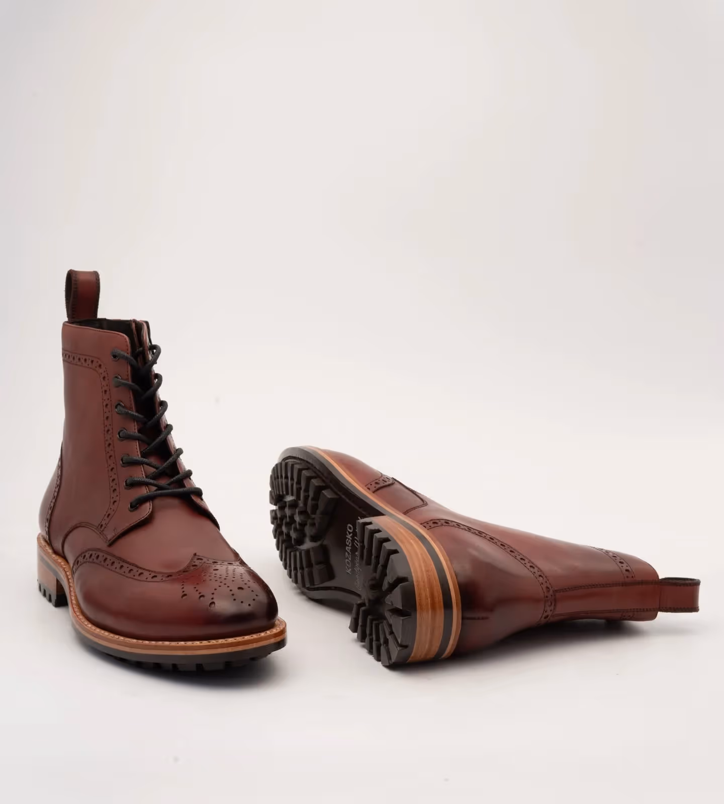 Hand Welted Burgundy Brogue Zipper Boot image 2