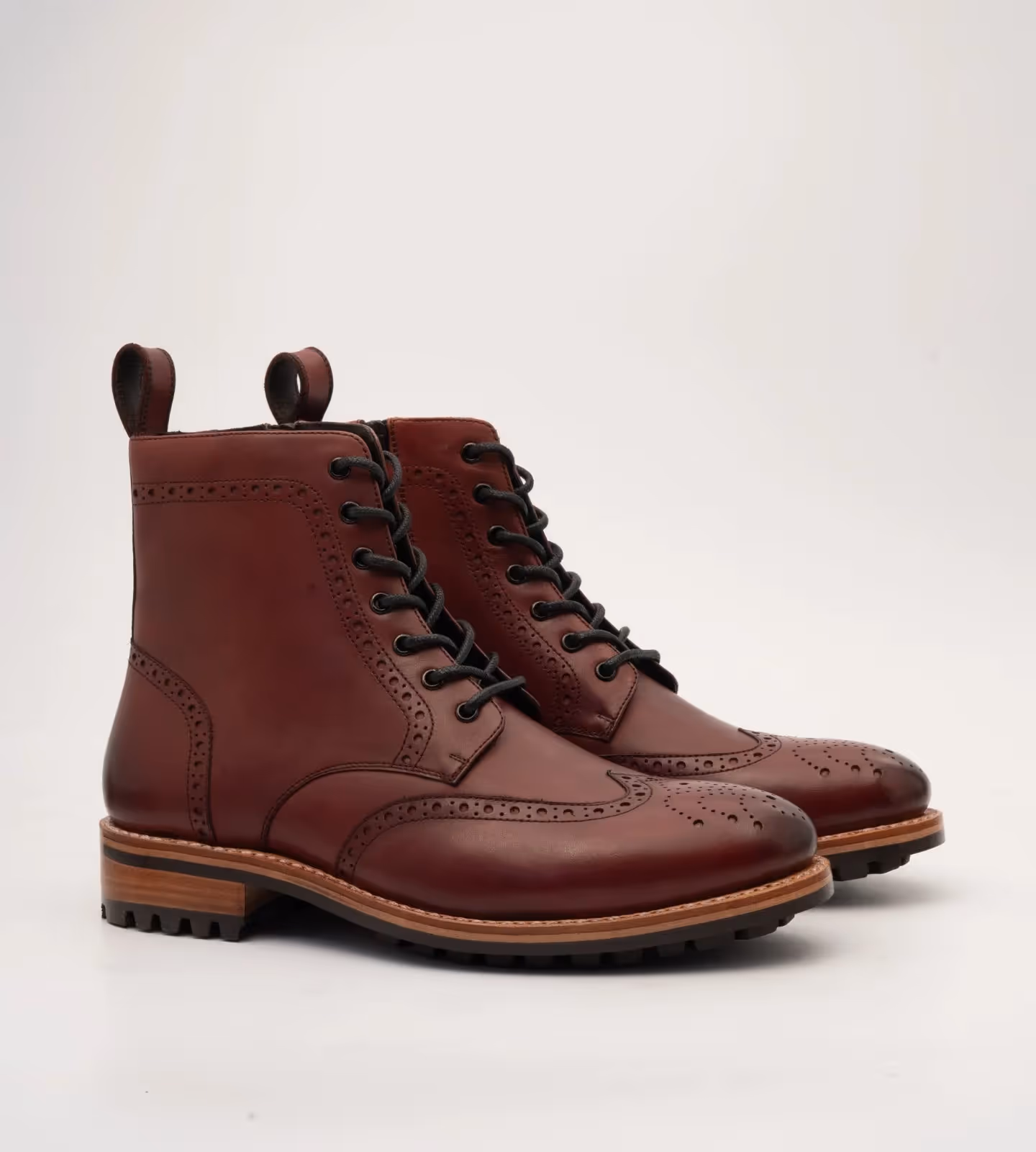 Hand Welted Burgundy Brogue Zipper Boot image 3