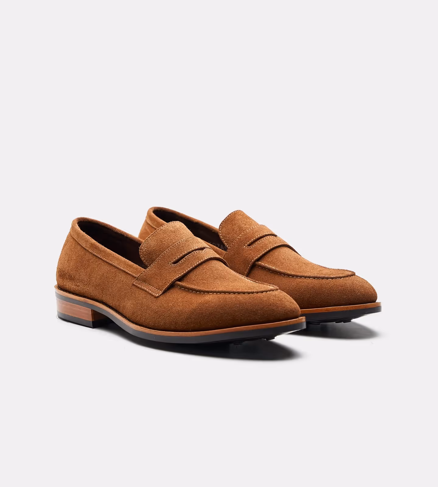 Hand Welted Caramel Suede Penny Loafer image 1