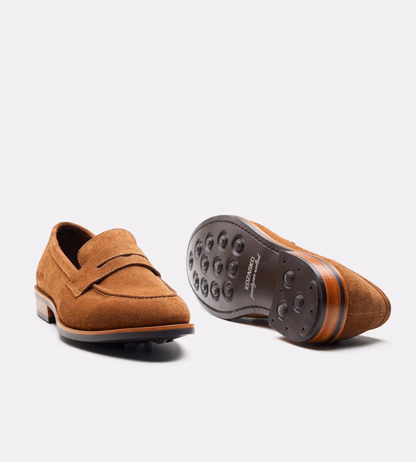 Hand Welted Caramel Suede Penny Loafer image 2