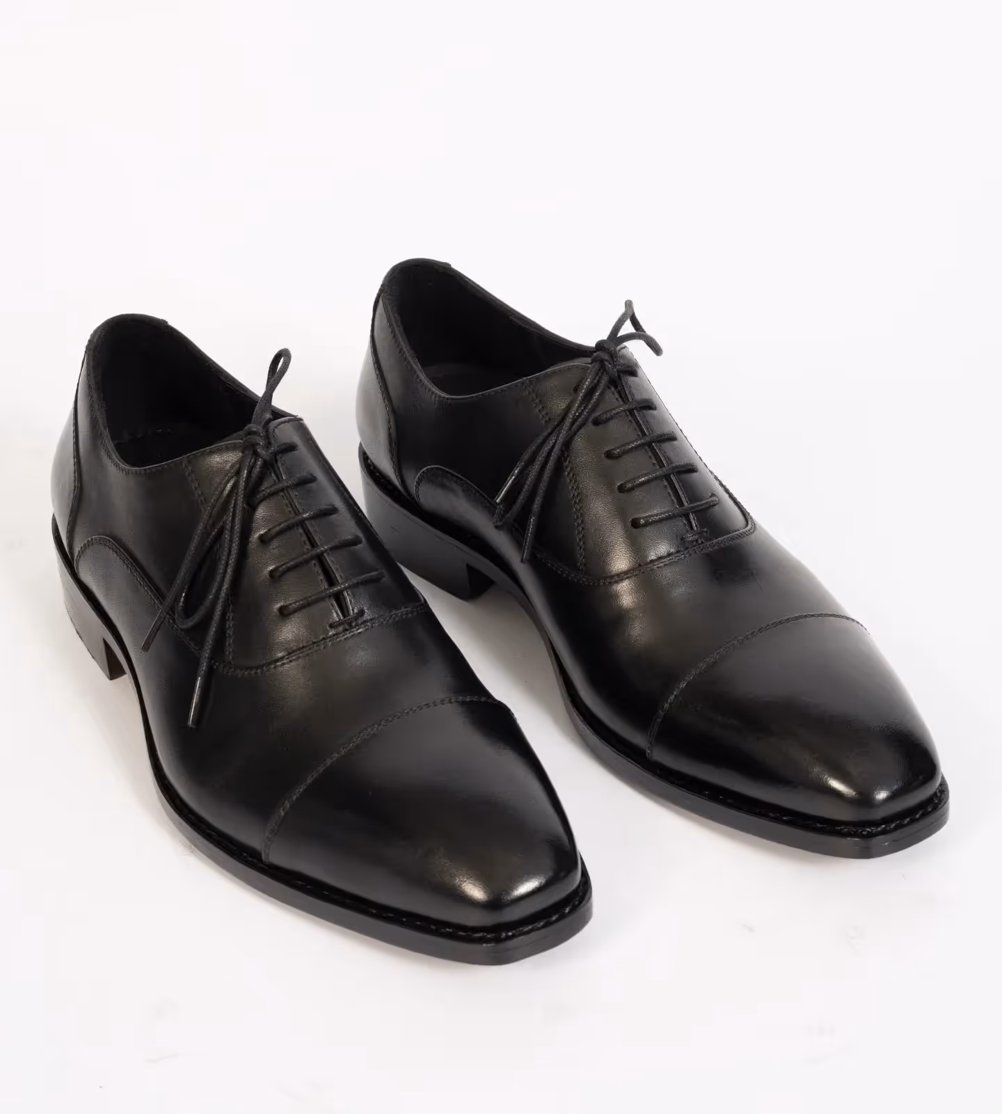 Hand Welted Chisel Toe Black Captoe Oxfords  image 2