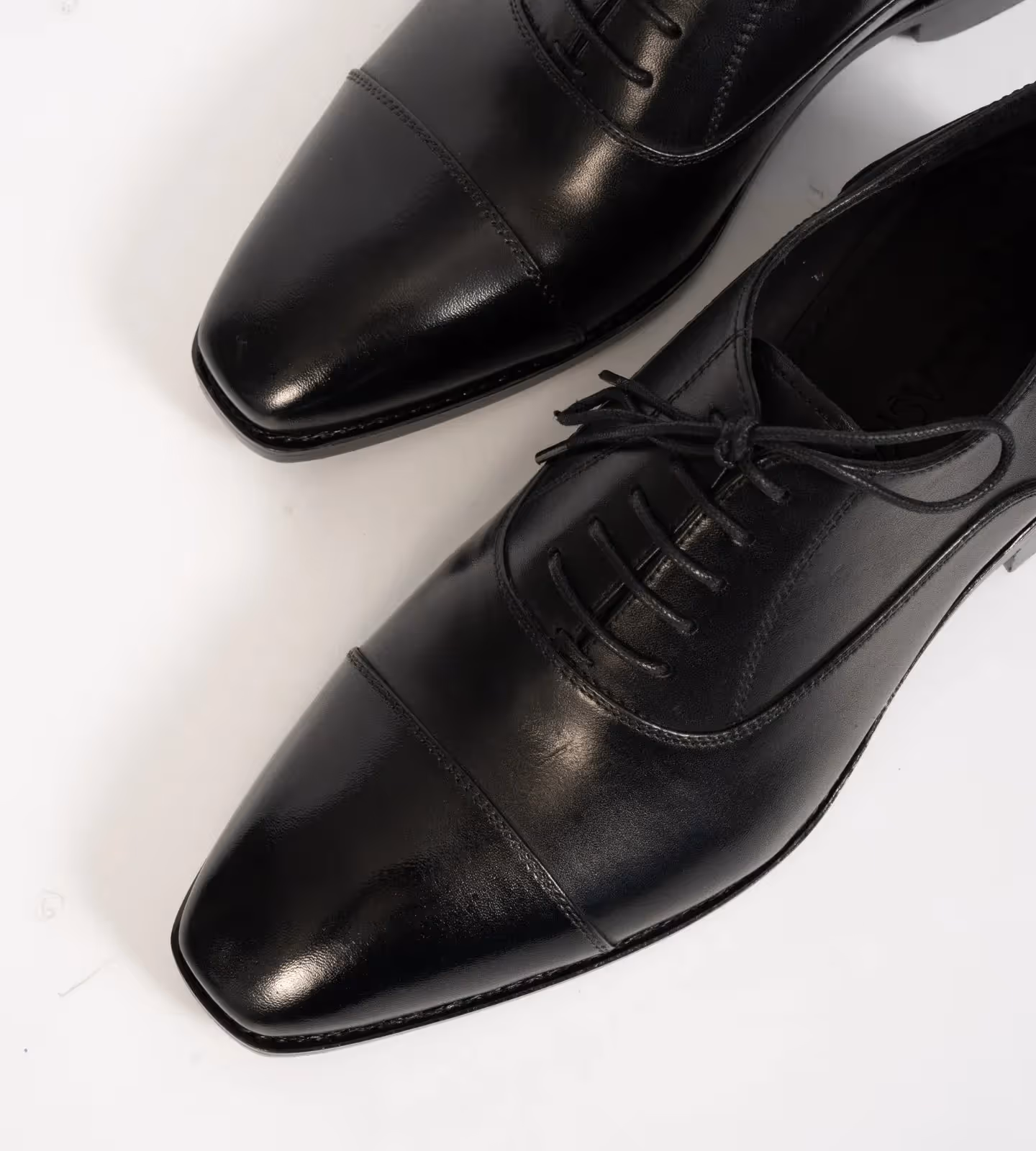 Hand Welted Chisel Toe Black Captoe Oxfords  image 4