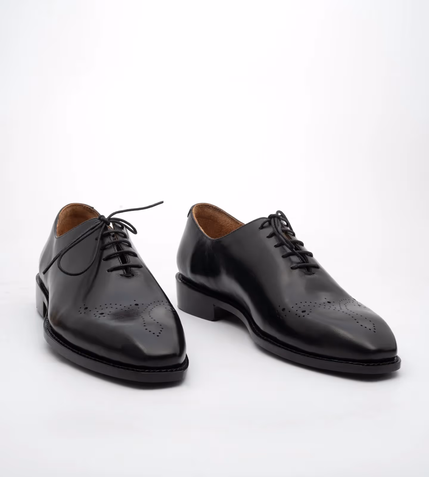 Hand Welted Chisel Toe Black Wholecut Oxfords image 1