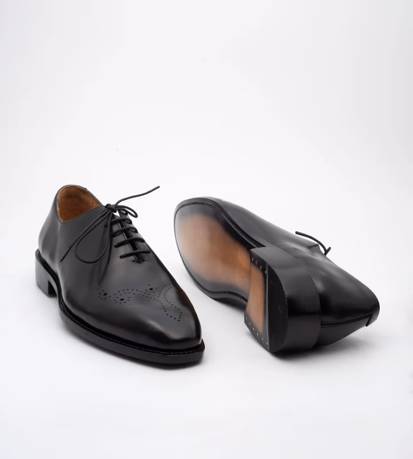 Hand Welted Chisel Toe Black Wholecut Oxfords  image 2