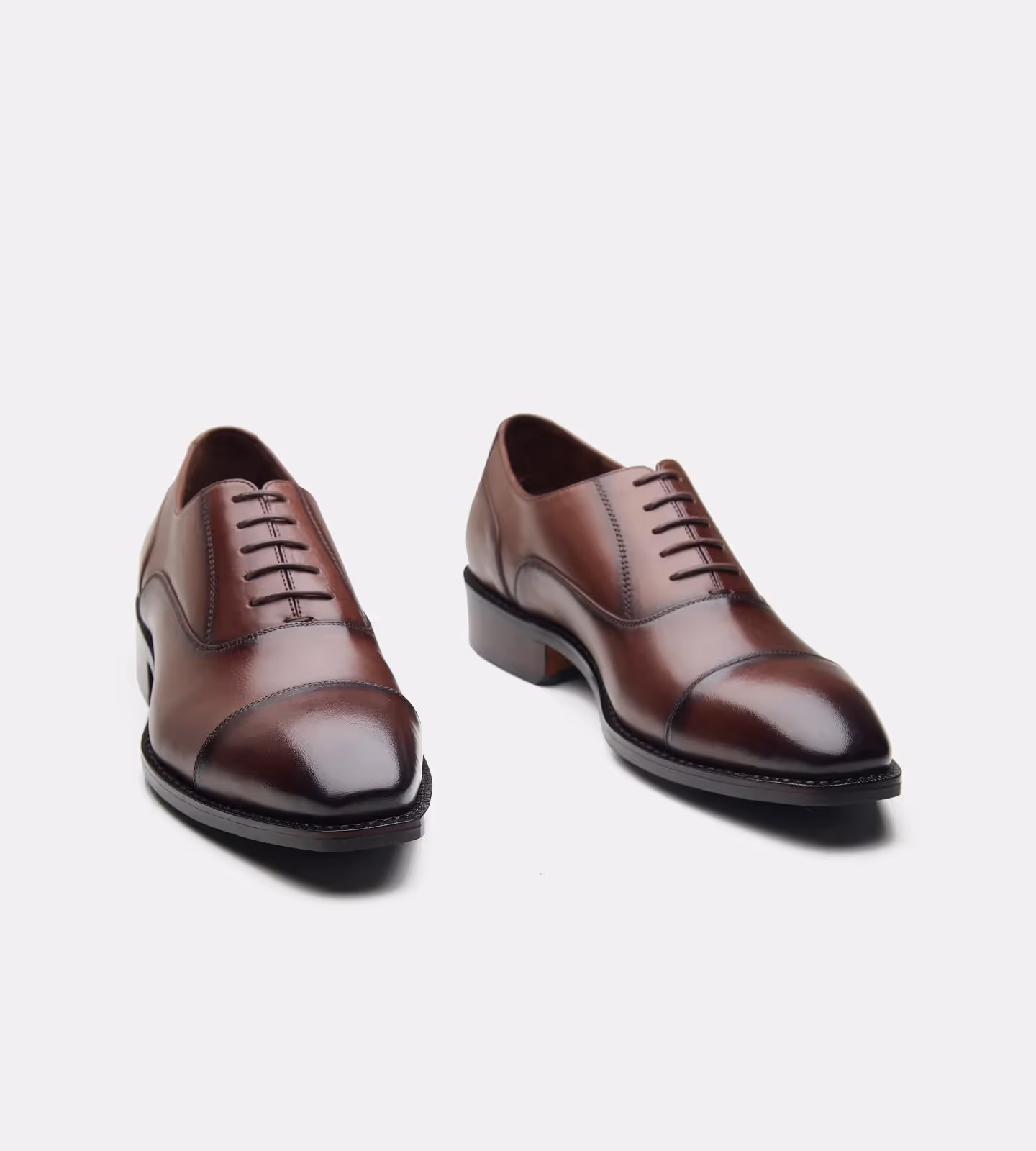 Hand Welted Chisel Toe Brown Captoe Oxfords image 1