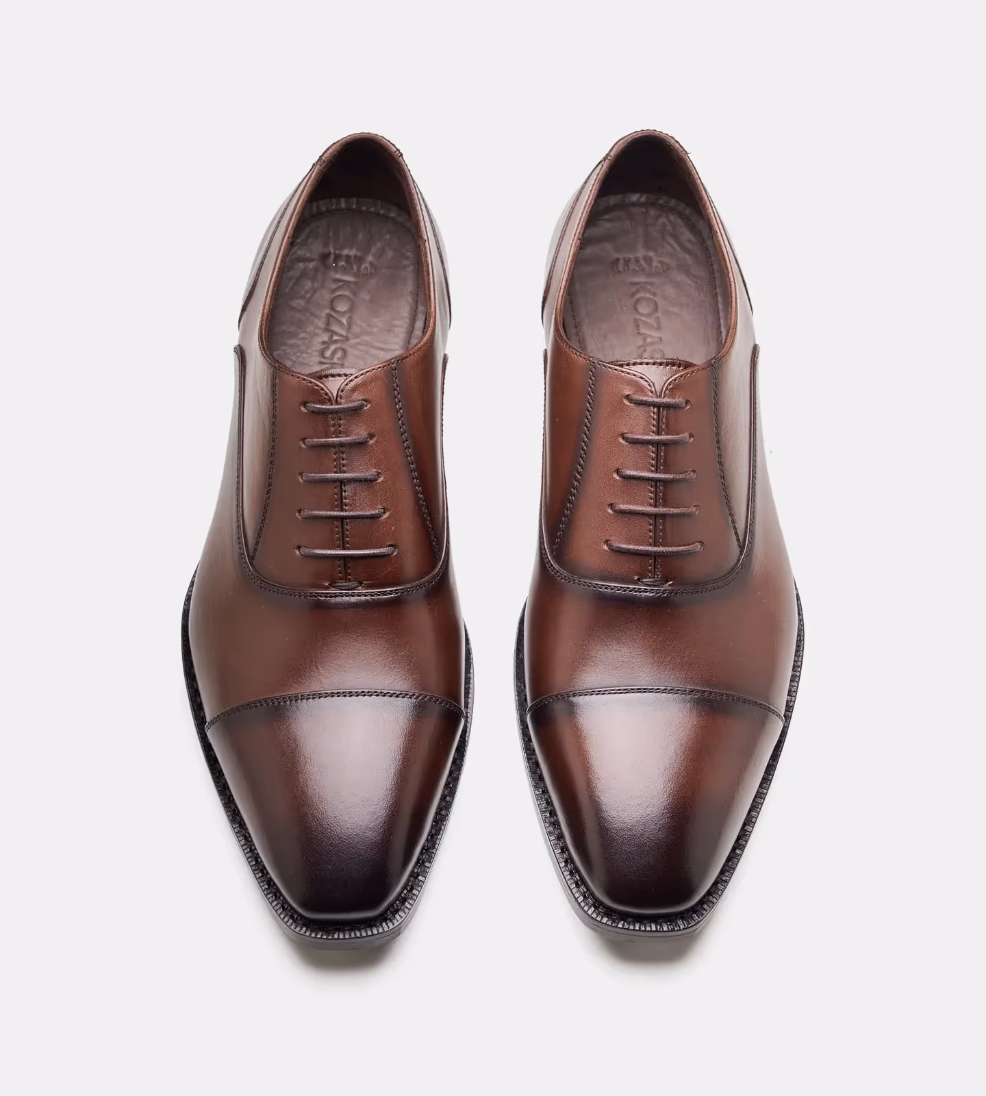 Hand Welted Chisel Toe Brown Captoe Oxfords  image 2
